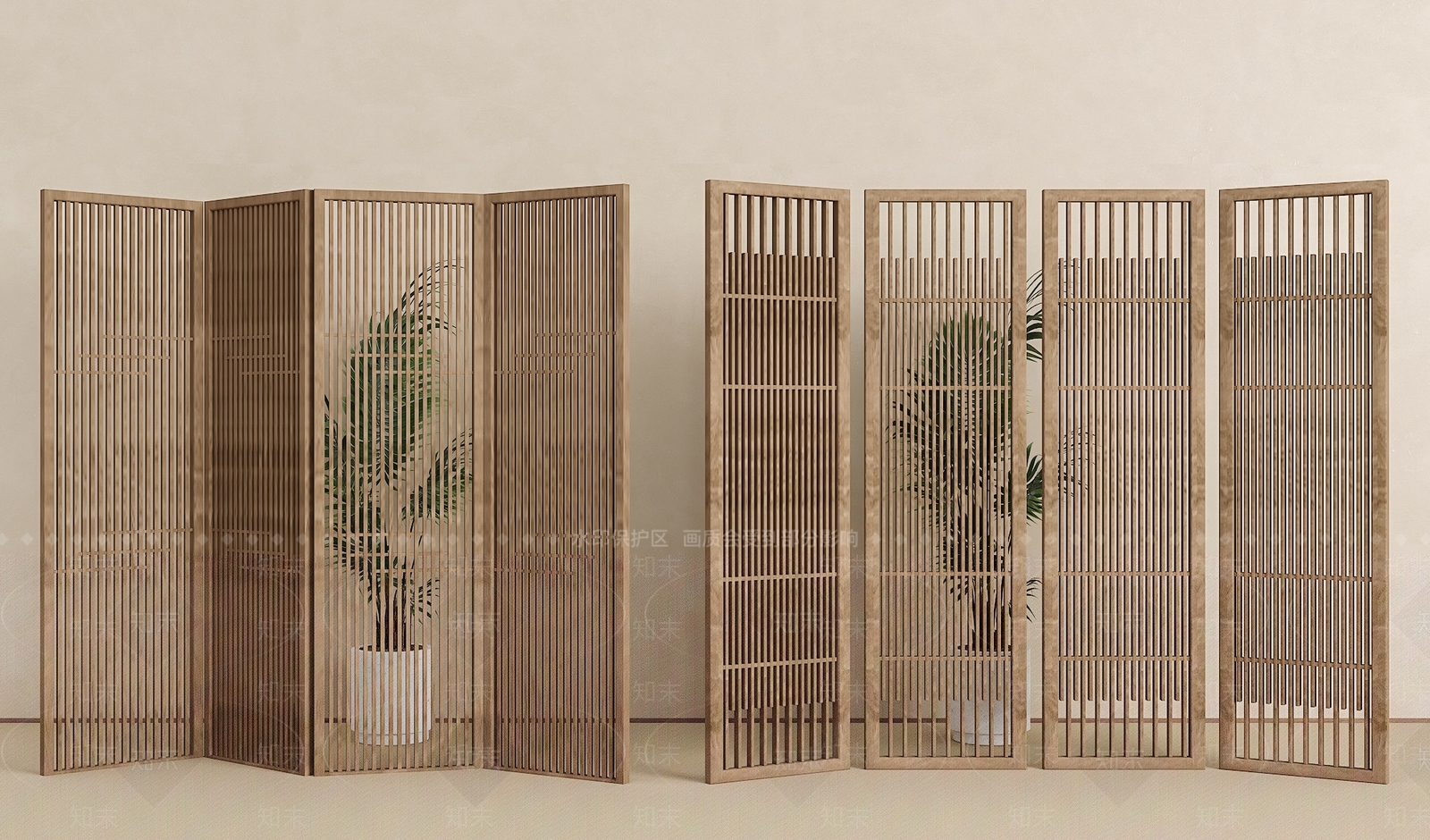 新中式中古屏风SU模型下载【ID:1197867278】
