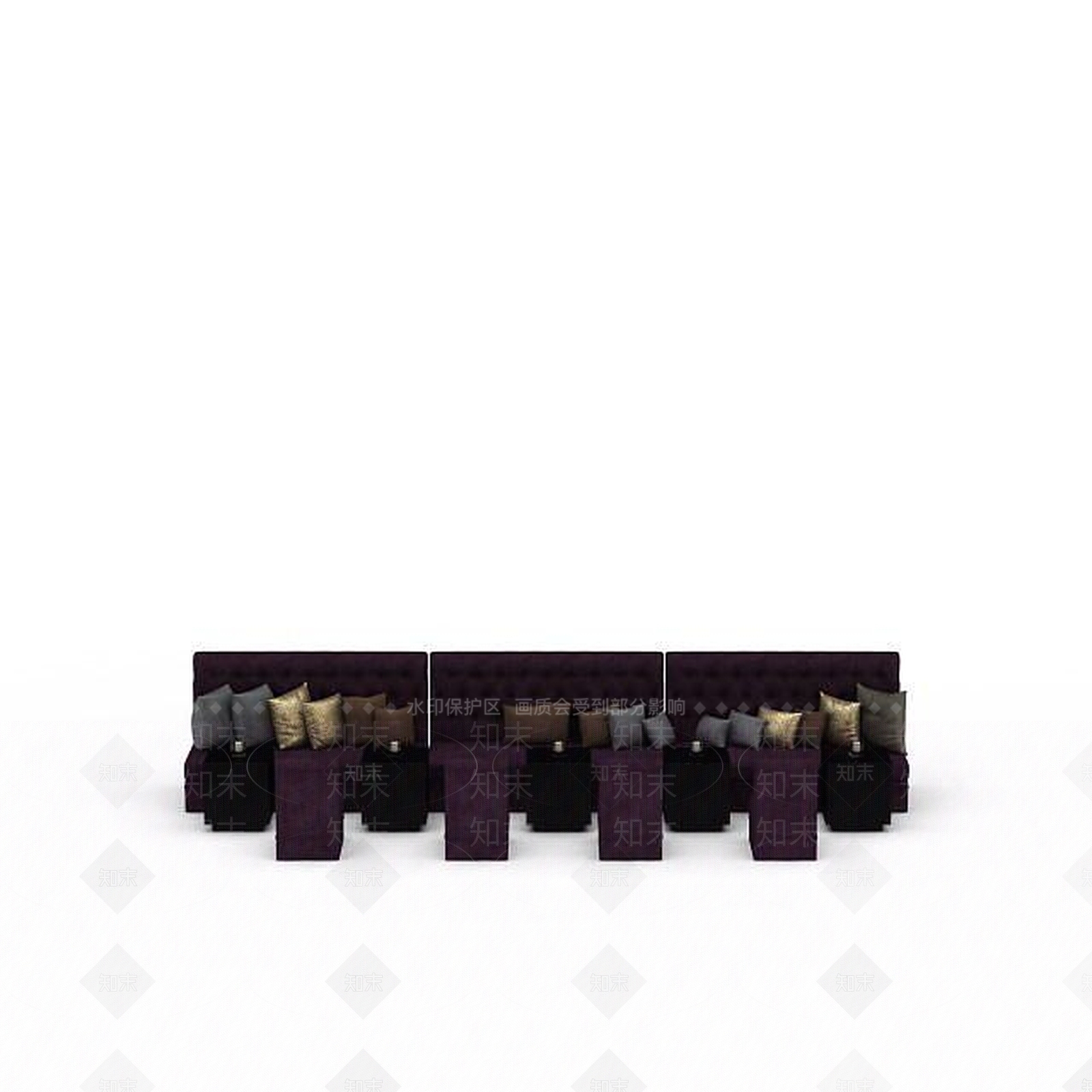 现代餐厅卡座沙发茶几组合3D模型下载【ID:1197867468】