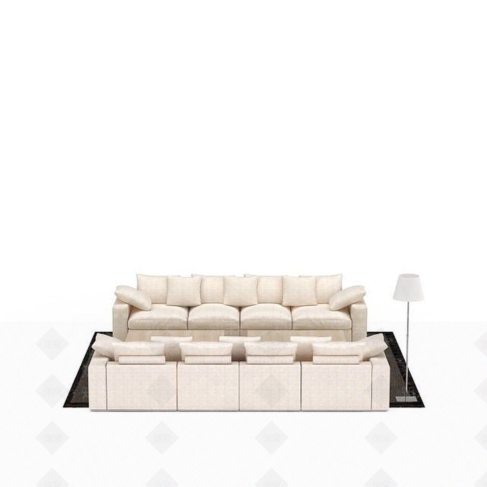 现代简约沙发茶几组合3D模型下载【ID:1197867503】