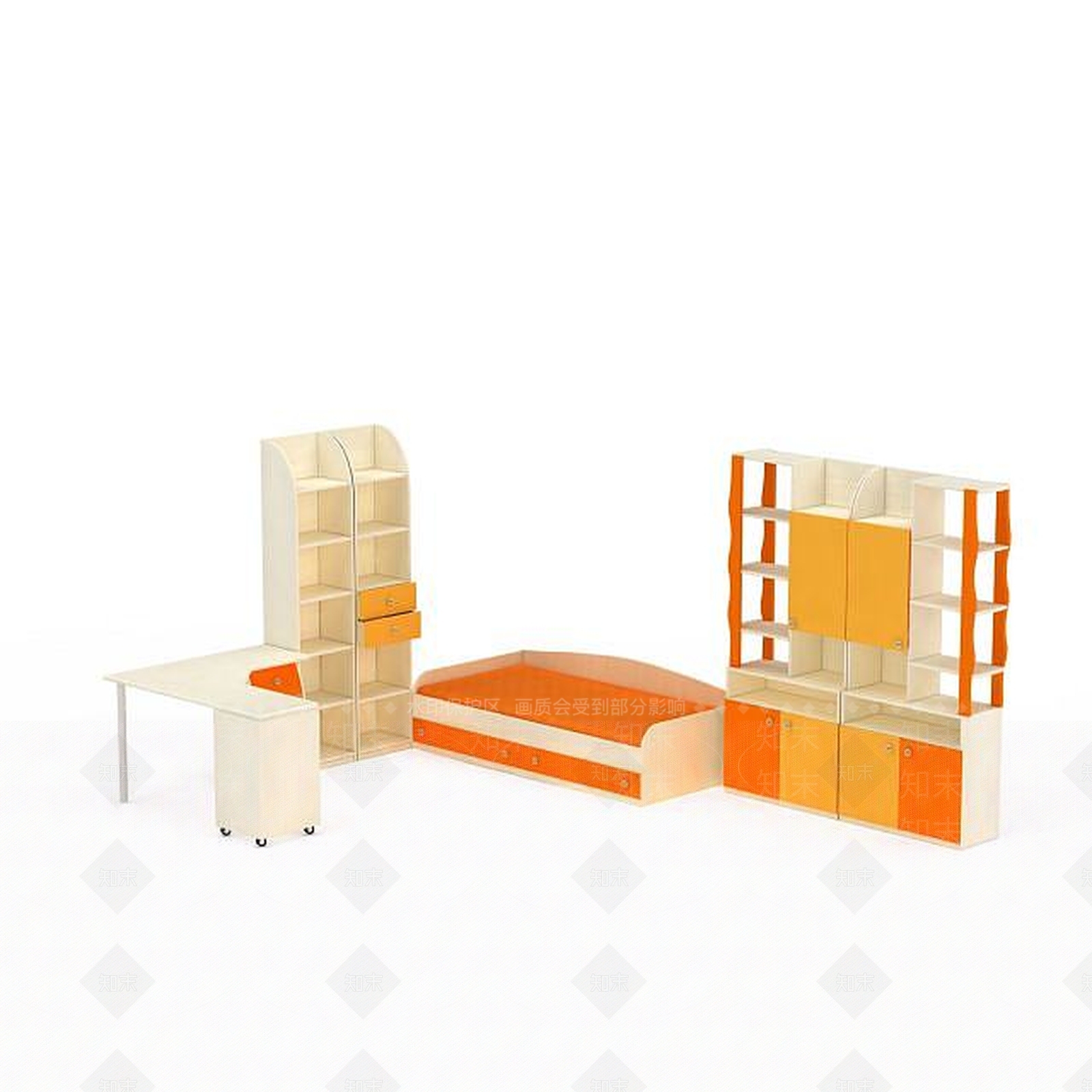 现代儿童卧室家具3D模型下载【ID:1197870644】