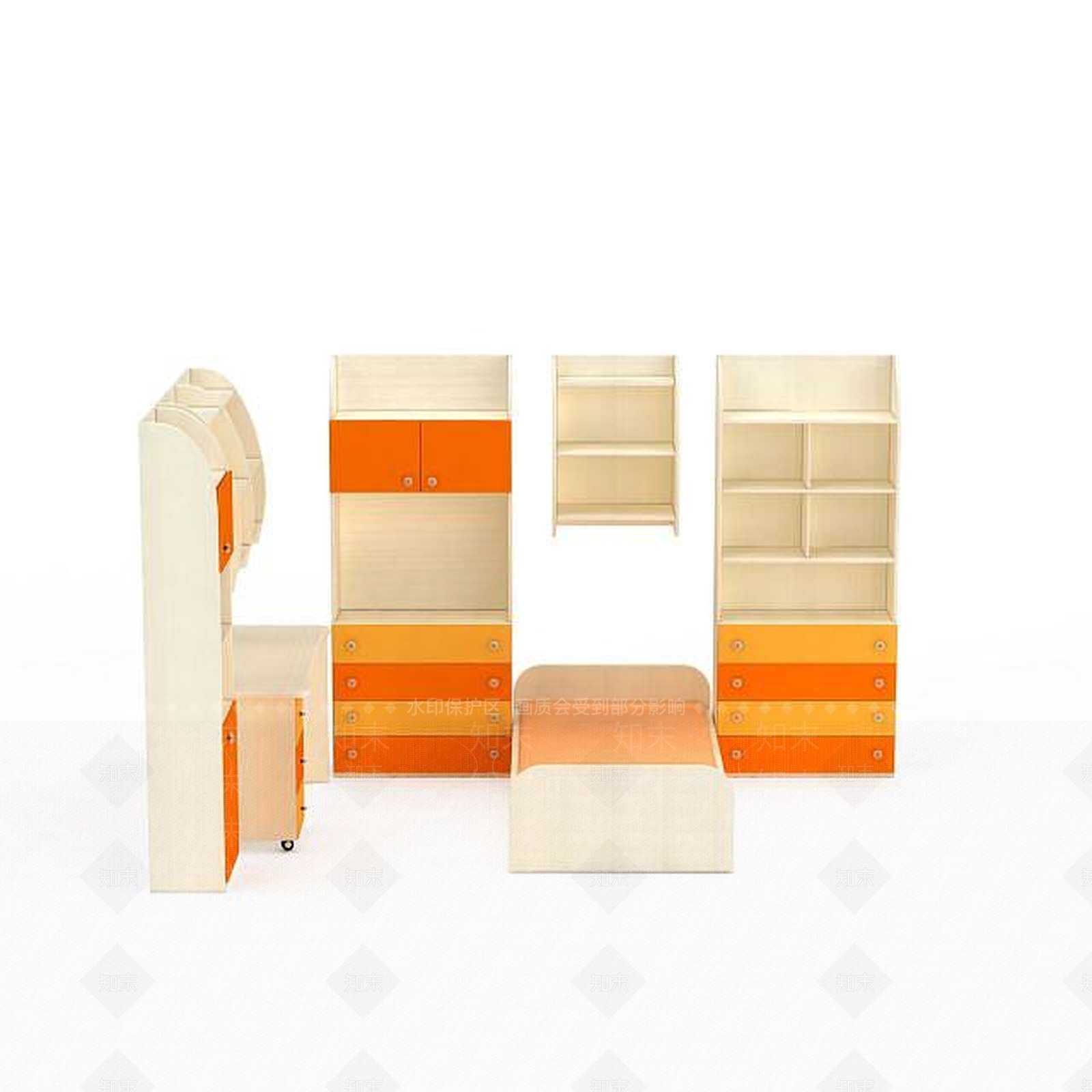 现代儿童卧室家具3D模型下载【ID:1197870639】