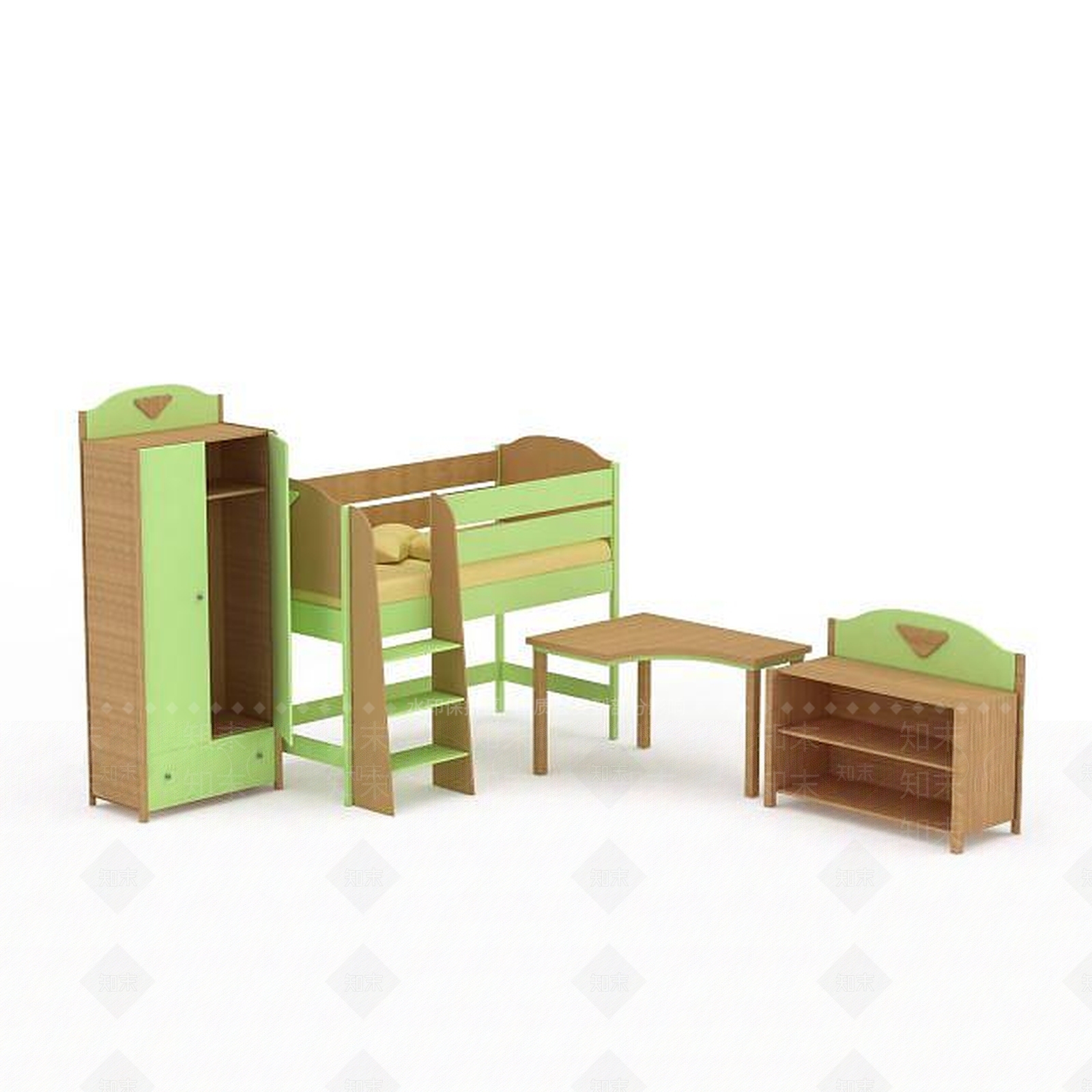 现代儿童家具组合3D模型下载【ID:1197871617】