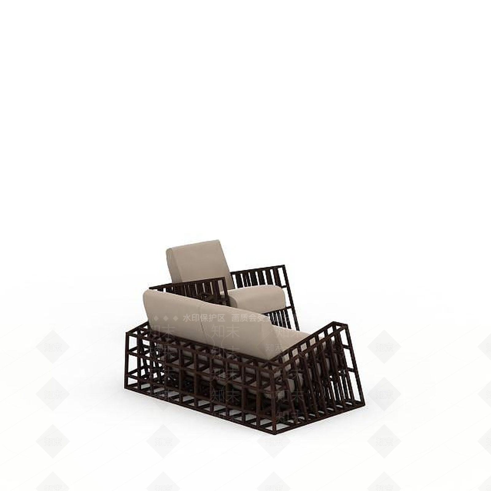 现代藤编沙发椅3D模型下载【ID:1197877094】