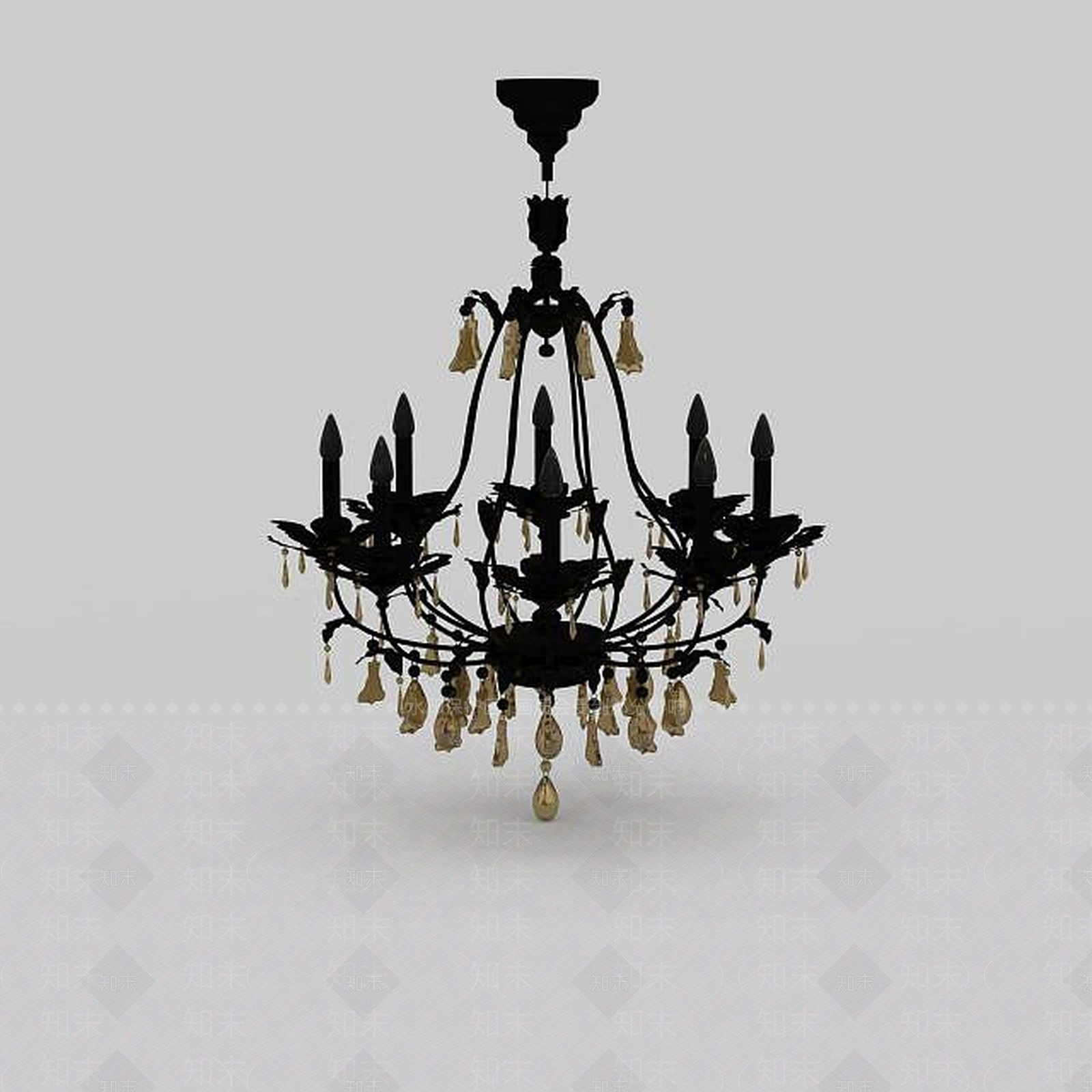 欧式古典欧式铁艺吊灯3D模型下载【ID:1197877529】