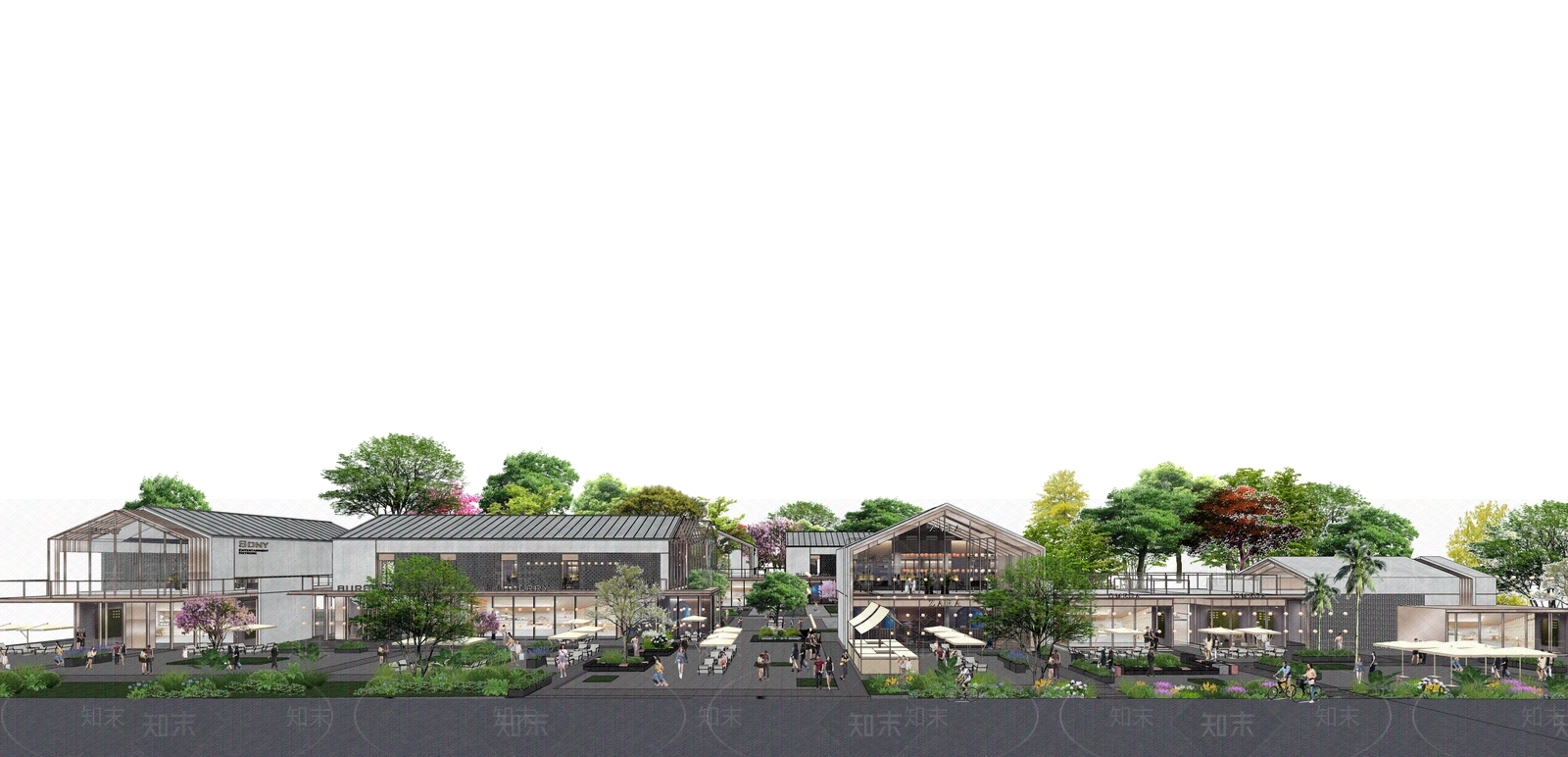 现代新中式商业街SU模型下载【ID:1197881563】