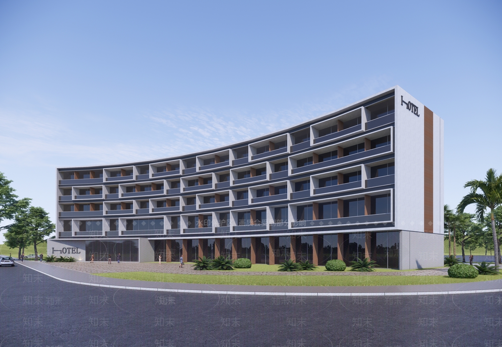 现代简约酒店建筑SU模型下载【ID:1197884854】