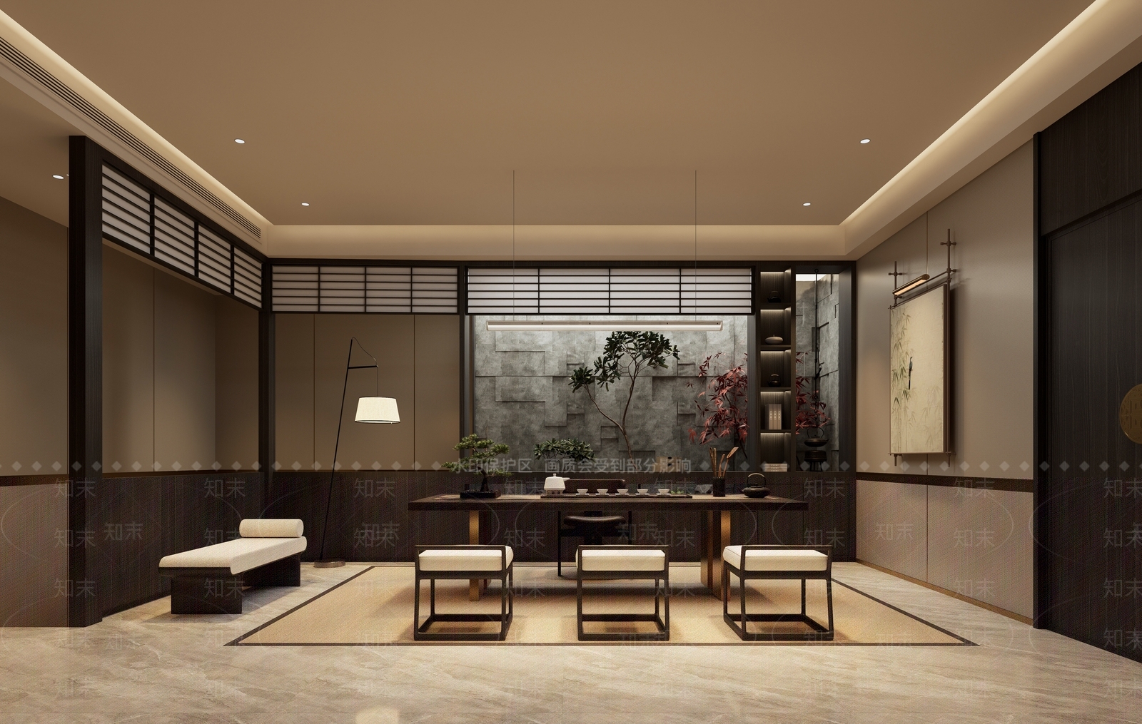 现代禅意茶室SU模型下载【ID:1197888347】
