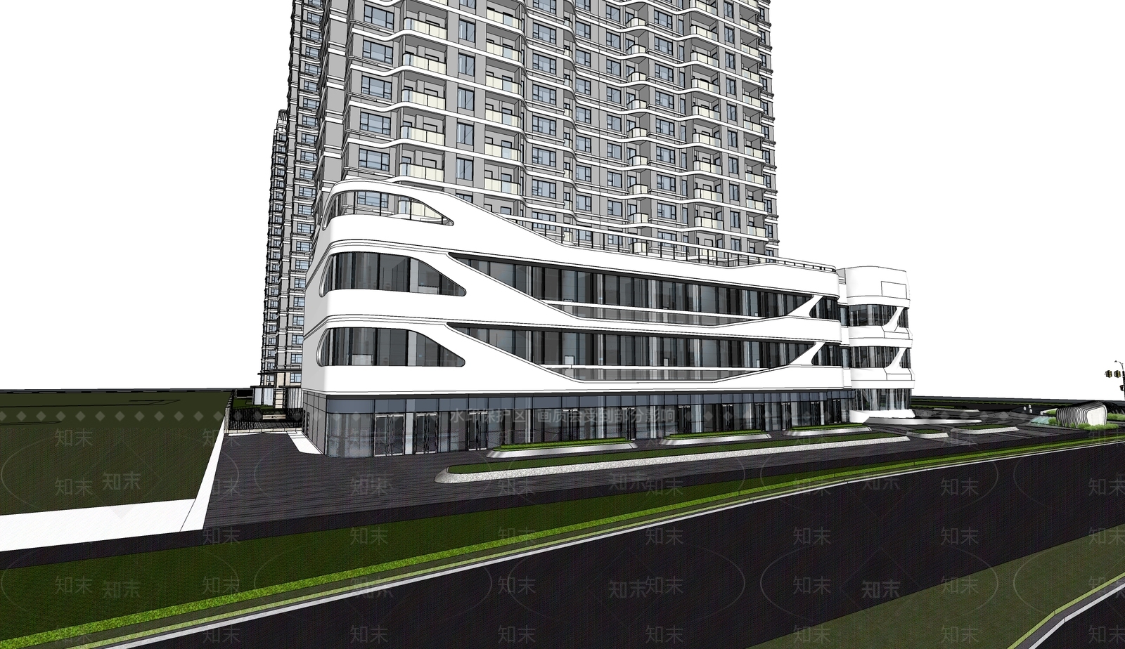 现代小区建筑SU模型下载【ID:1197888135】