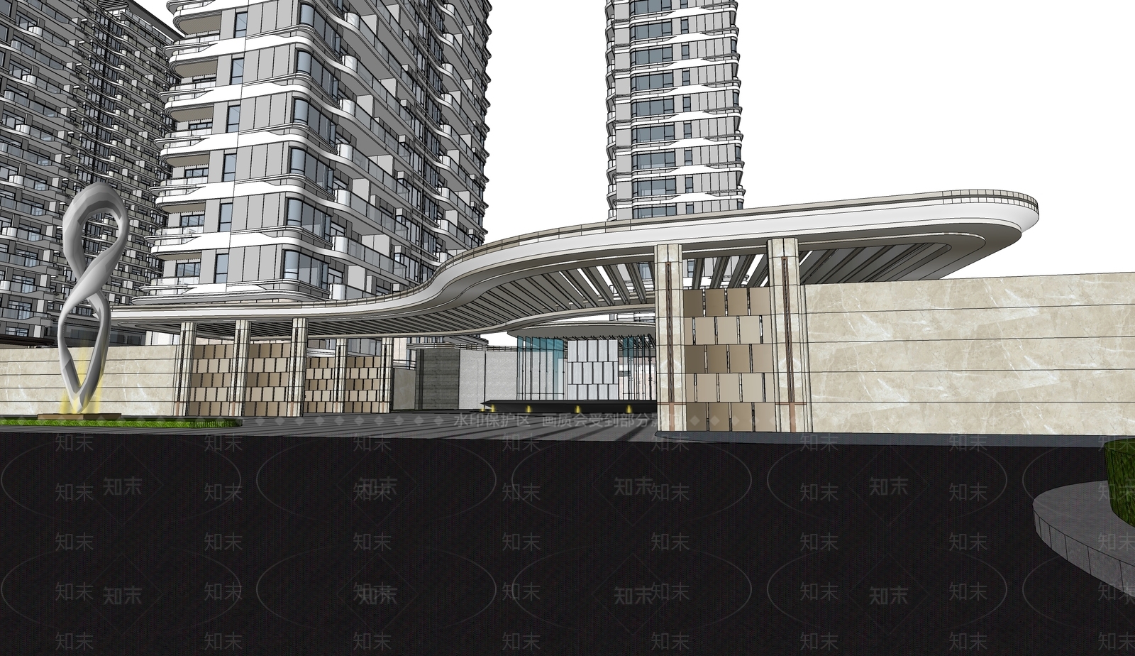 现代小区建筑SU模型下载【ID:1197888135】