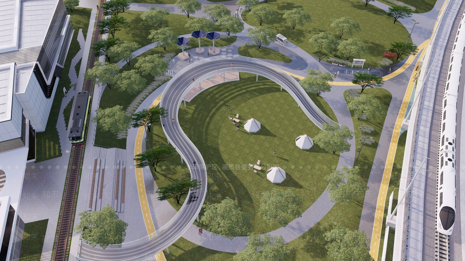 现代景观公园SU模型下载【ID:1197904401】