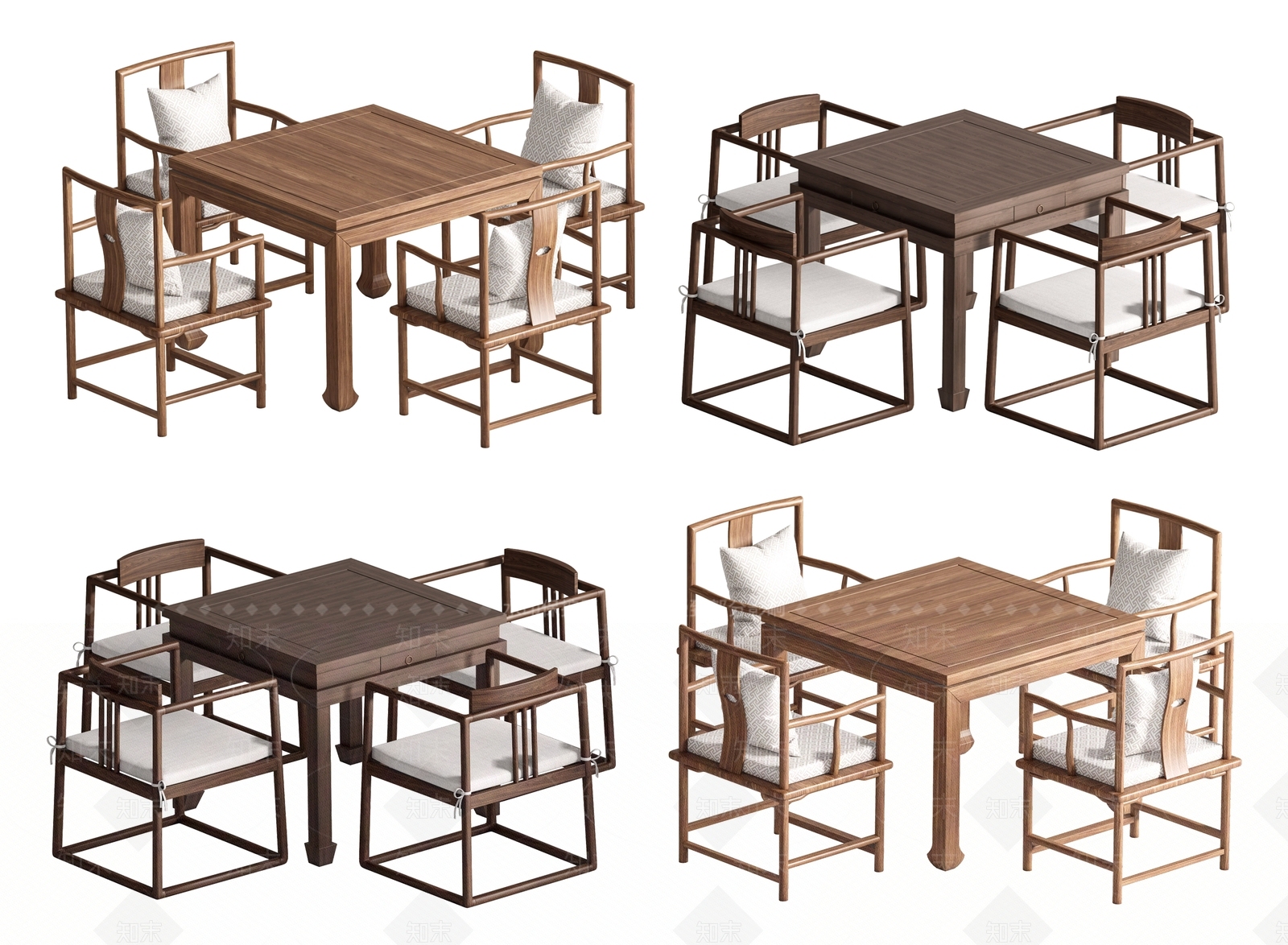 新中式中式餐桌椅SU模型下载【ID:1197904777】