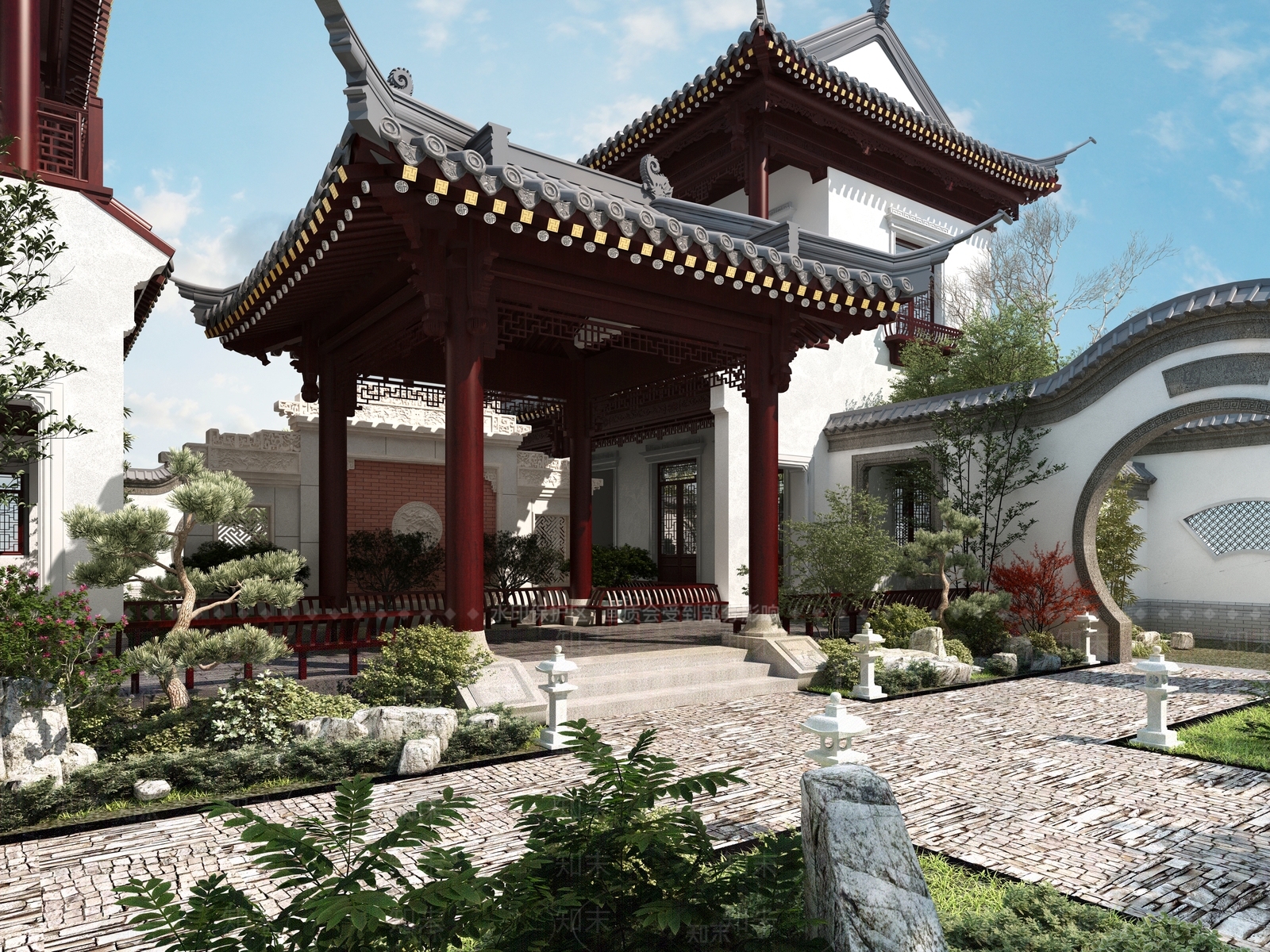 中式中古古建3D模型下载【ID:1197917323】
