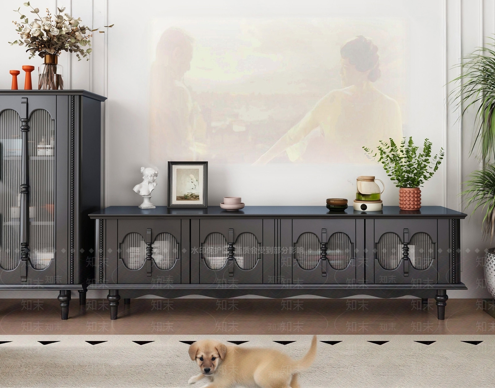 复古中古电视柜SU模型下载【ID:1197920078】