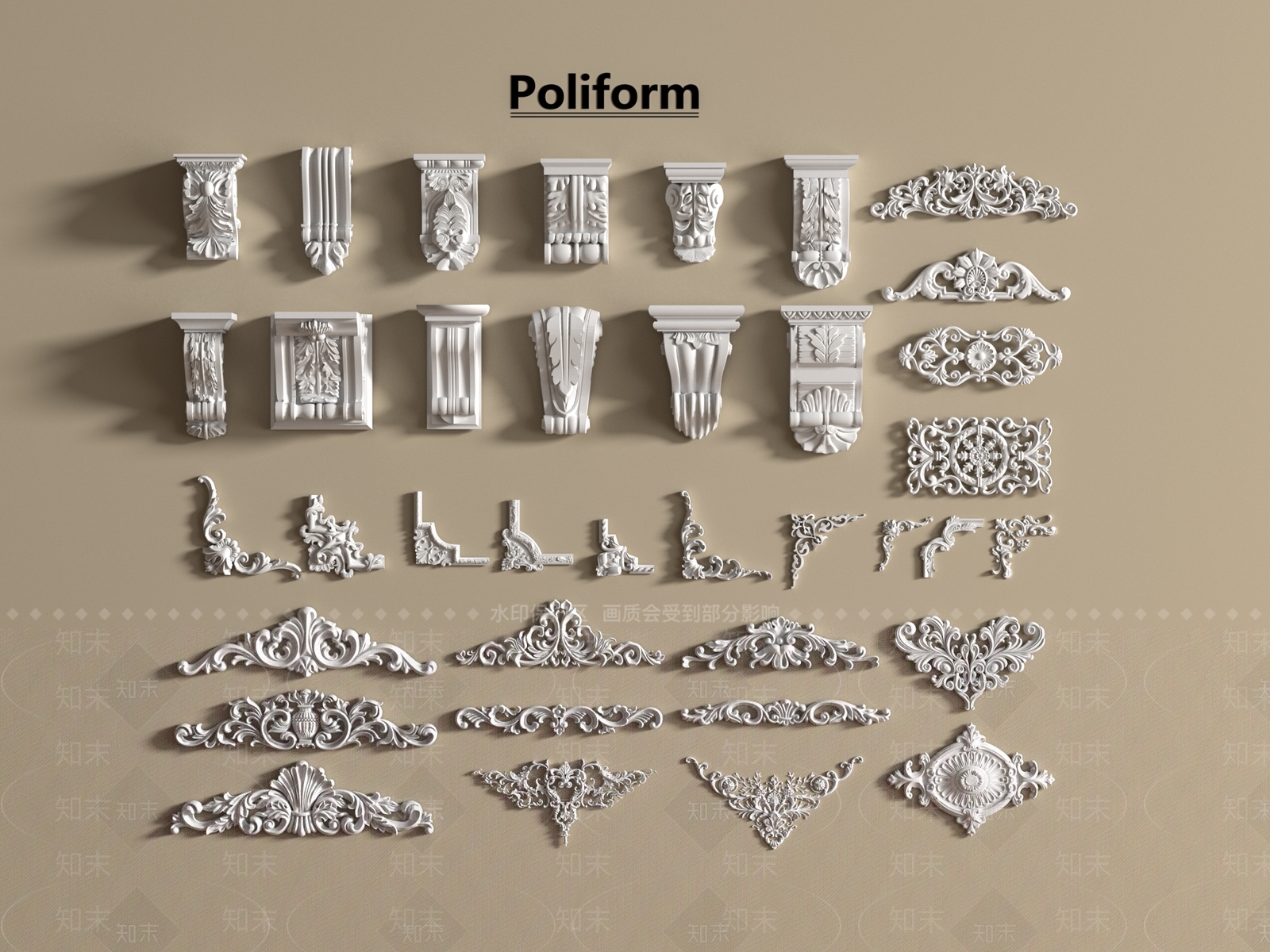 欧式雕花3D模型下载【ID:1197923920】