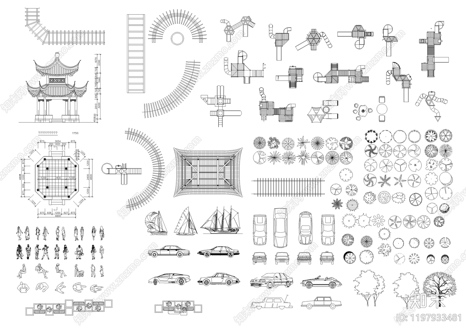 现代综合植物图库施工图下载【ID:1197933481】
