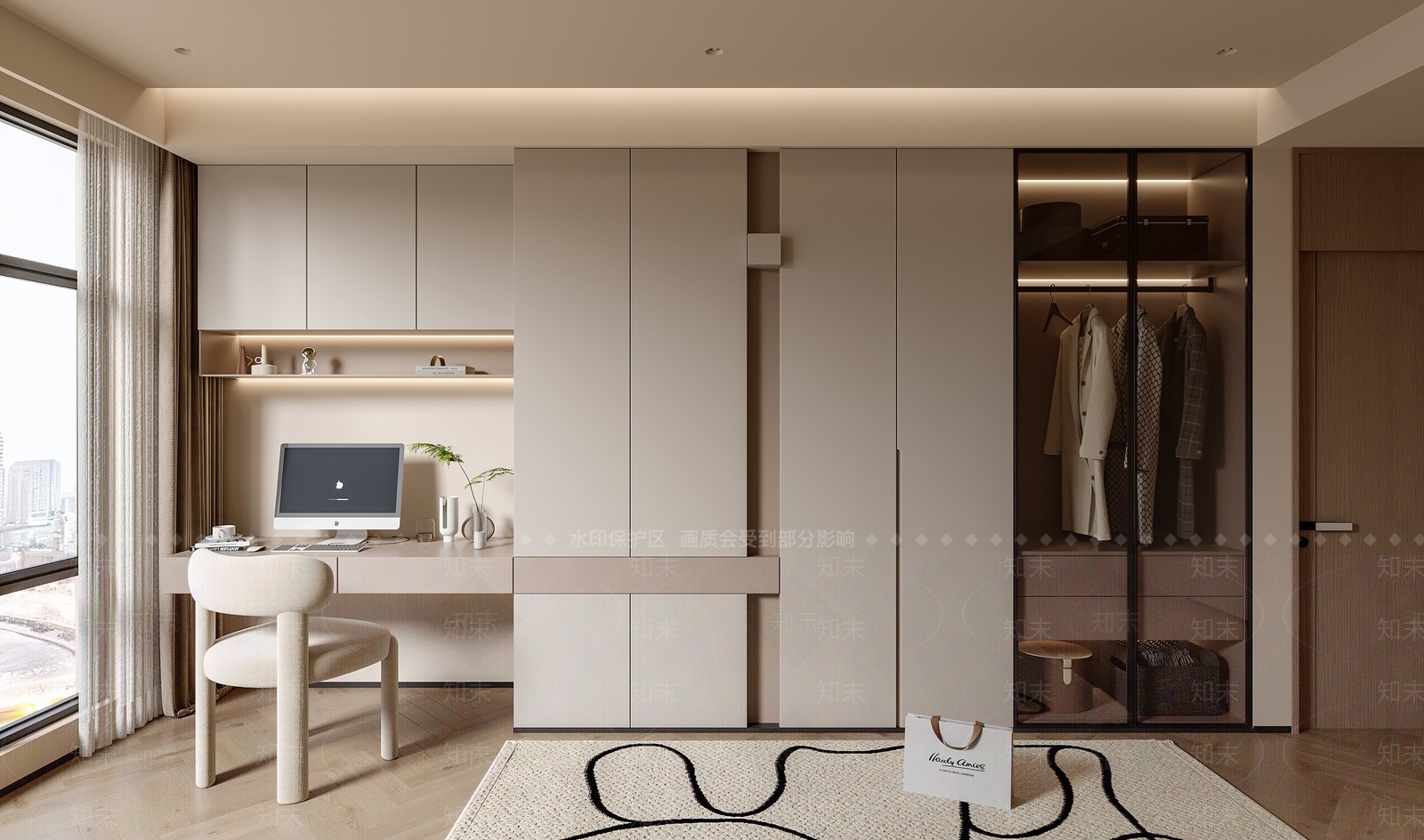 奶油衣柜3D模型下载【ID:1197934617】