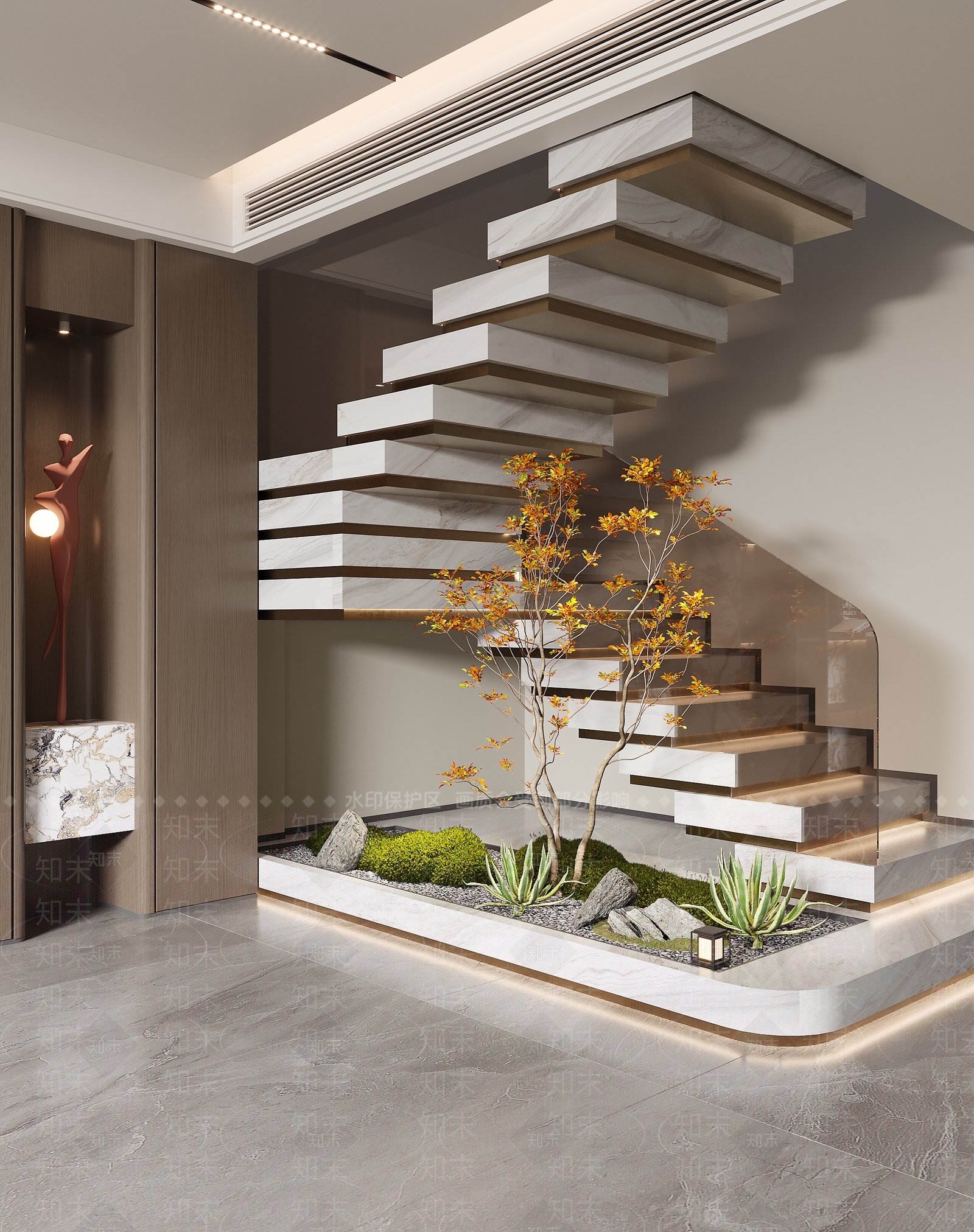 现代楼梯间3D模型下载【ID:1197935867】
