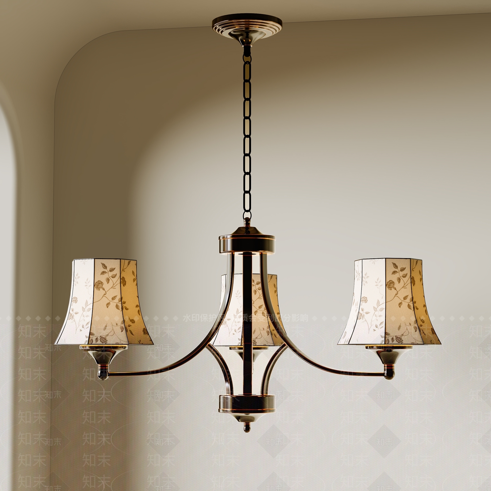 美式法式吊灯3D模型下载【ID:1197935822】