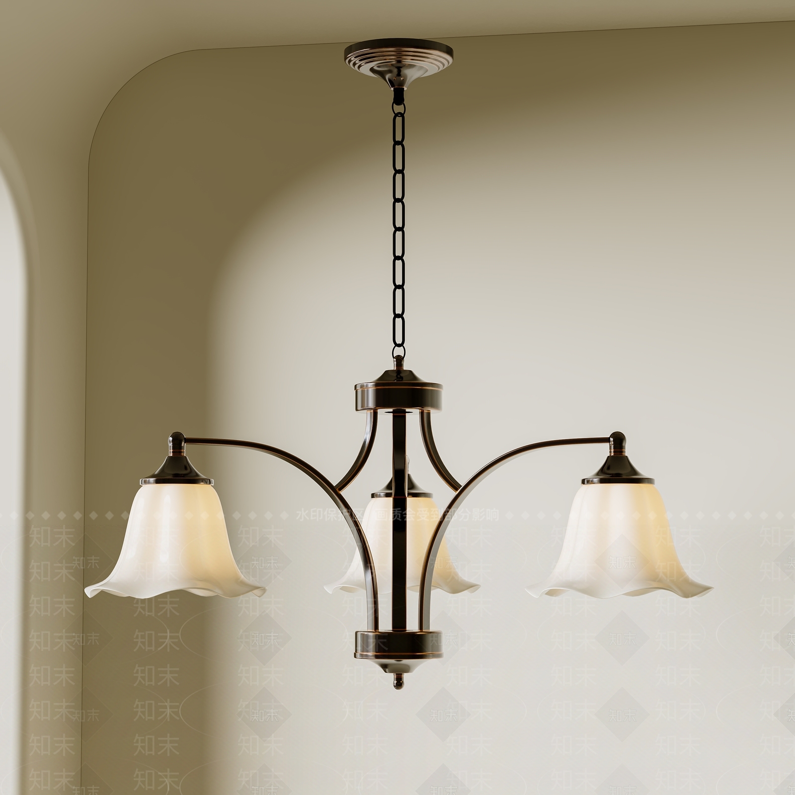 法式美式吊灯3D模型下载【ID:1197938807】