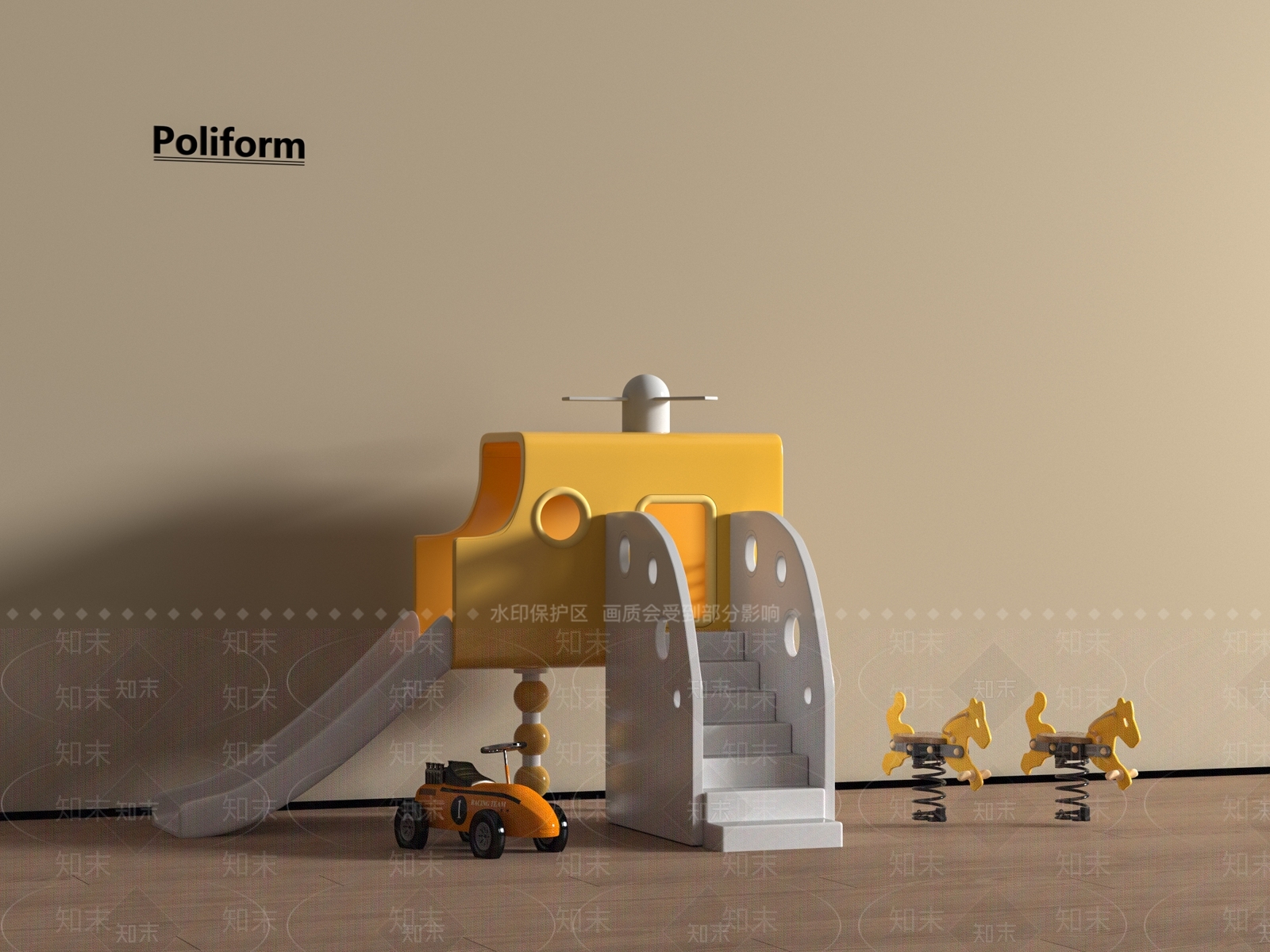 现代儿童游乐空间SU模型下载【ID:1197936442】