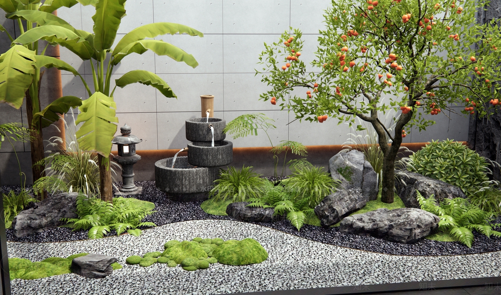 新中式室内景观3D模型下载【ID:1197942141】