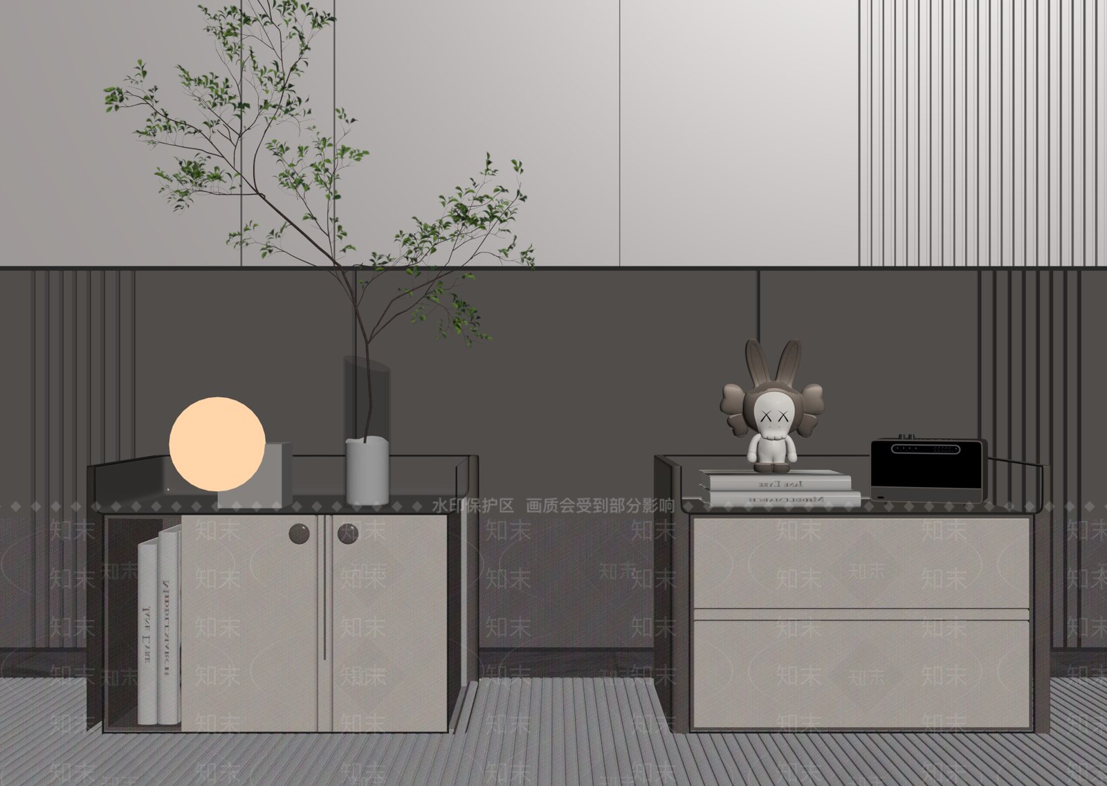 现代简约床头柜SU模型下载【ID:1197942246】