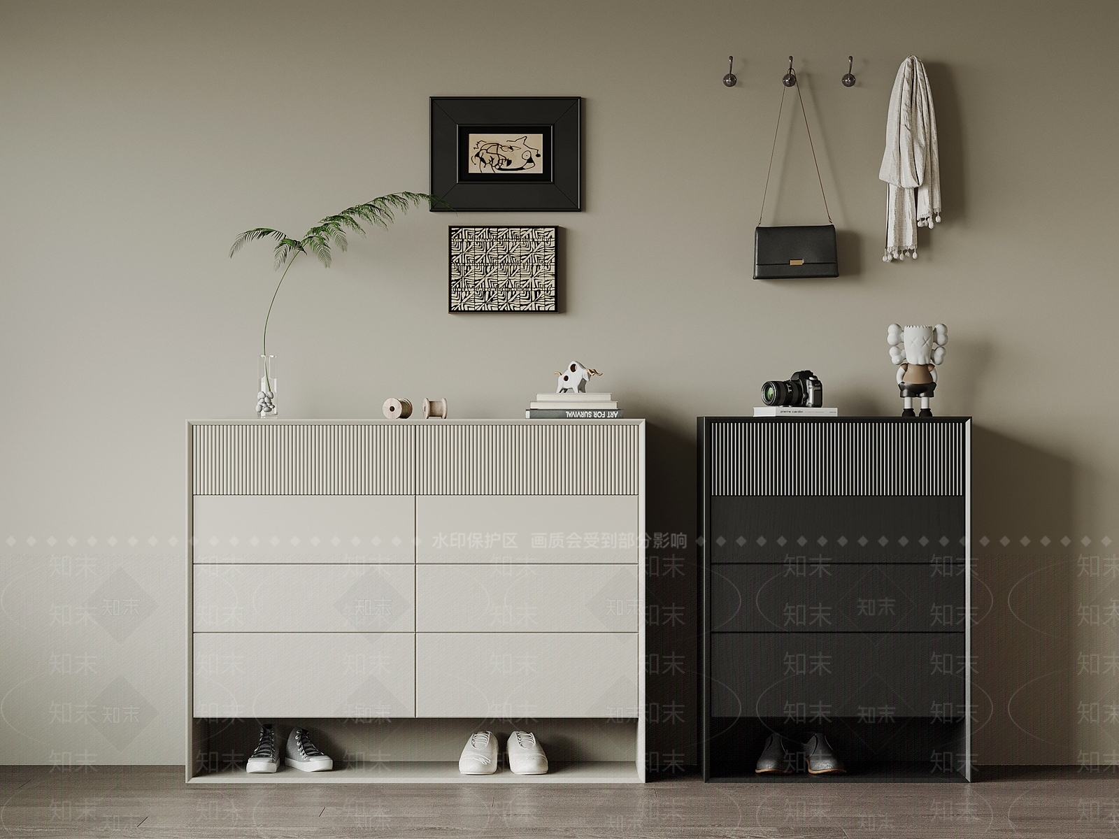 现代鞋柜SU模型下载【ID:1197943195】