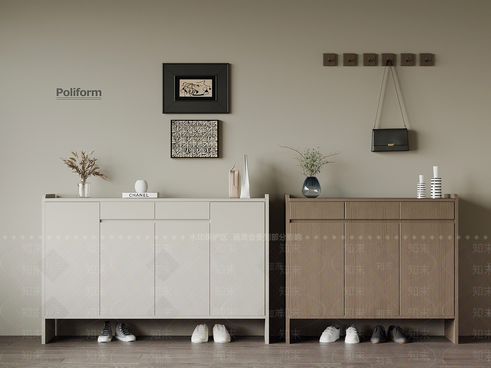 现代鞋柜SU模型下载【ID:1197943376】