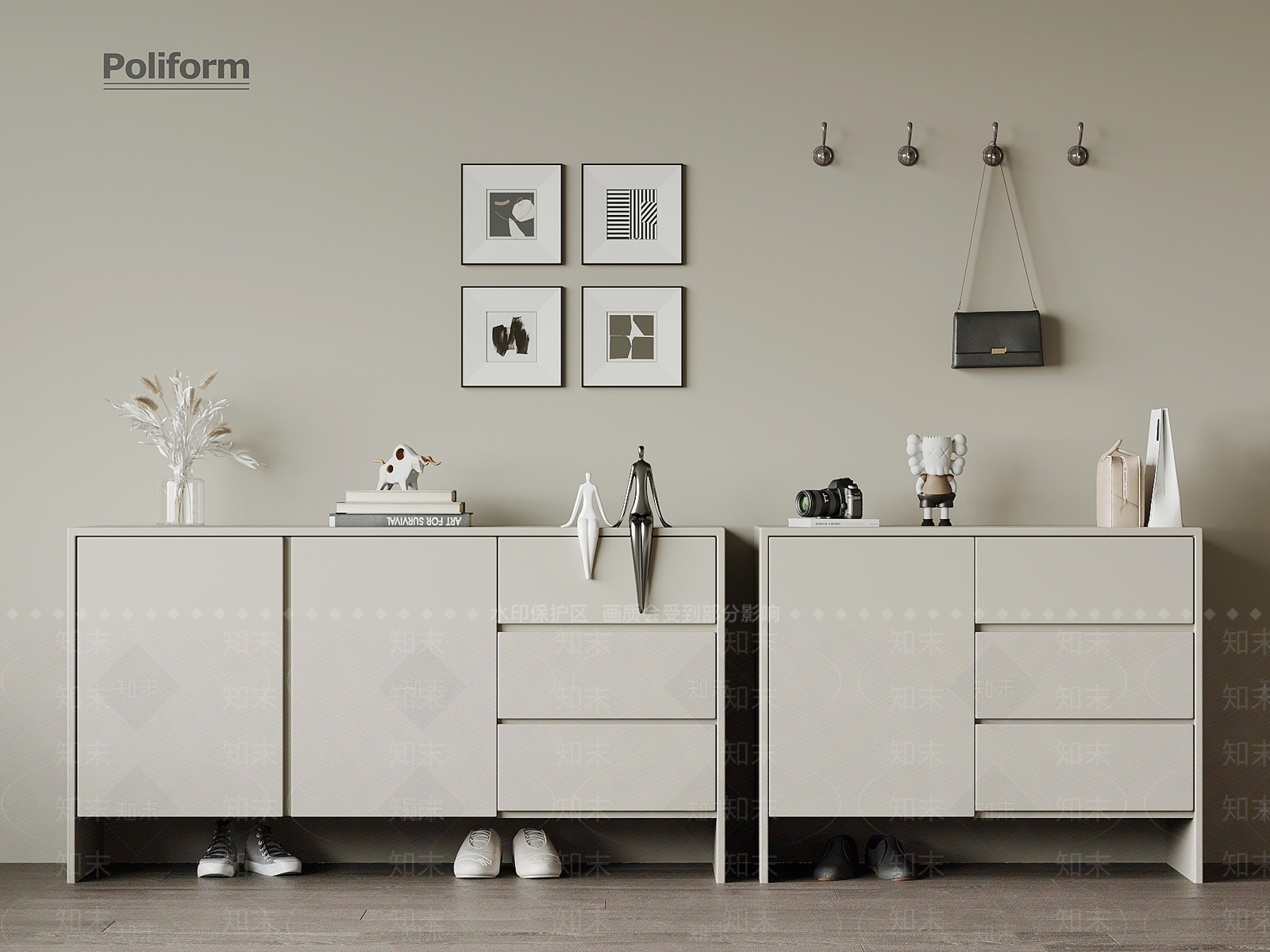 现代鞋柜3D模型下载【ID:1197943620】