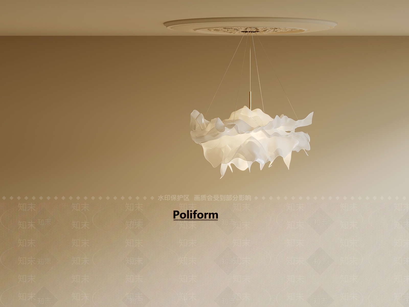 现代奶油卧室吊灯3D模型下载【ID:1197952483】