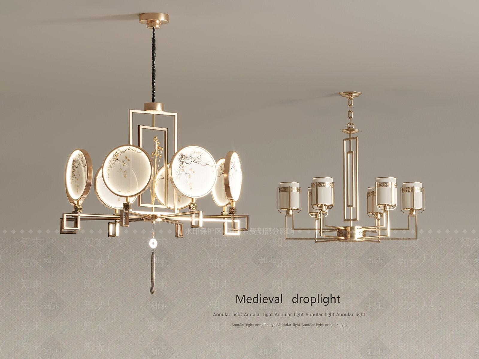 新中式中式吊灯3D模型下载【ID:1197952240】