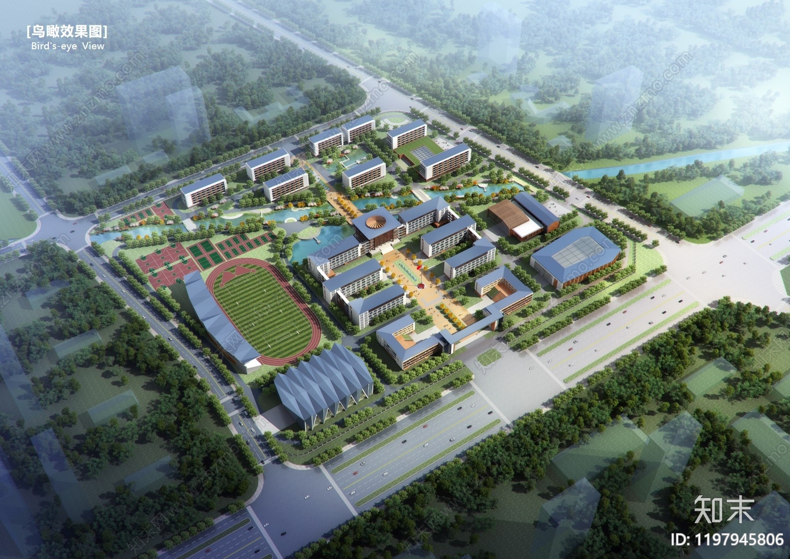 新中式中小学建筑下载【ID:1197945806】