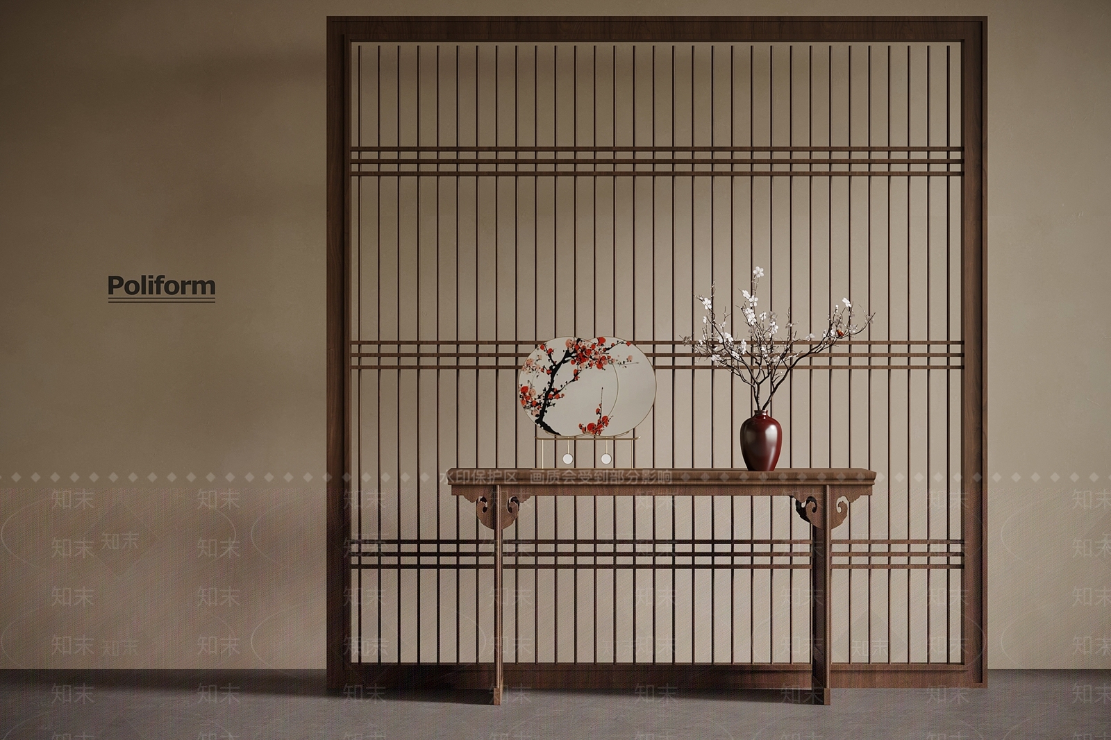 新中式玄关柜3D模型下载【ID:1197945716】