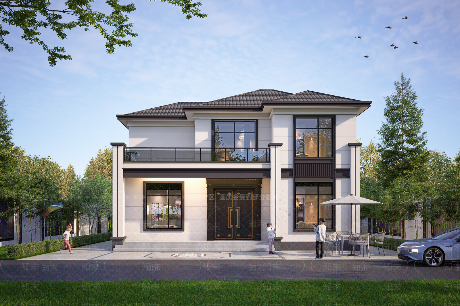 现代新中式别墅SU模型下载【ID:1197951532】