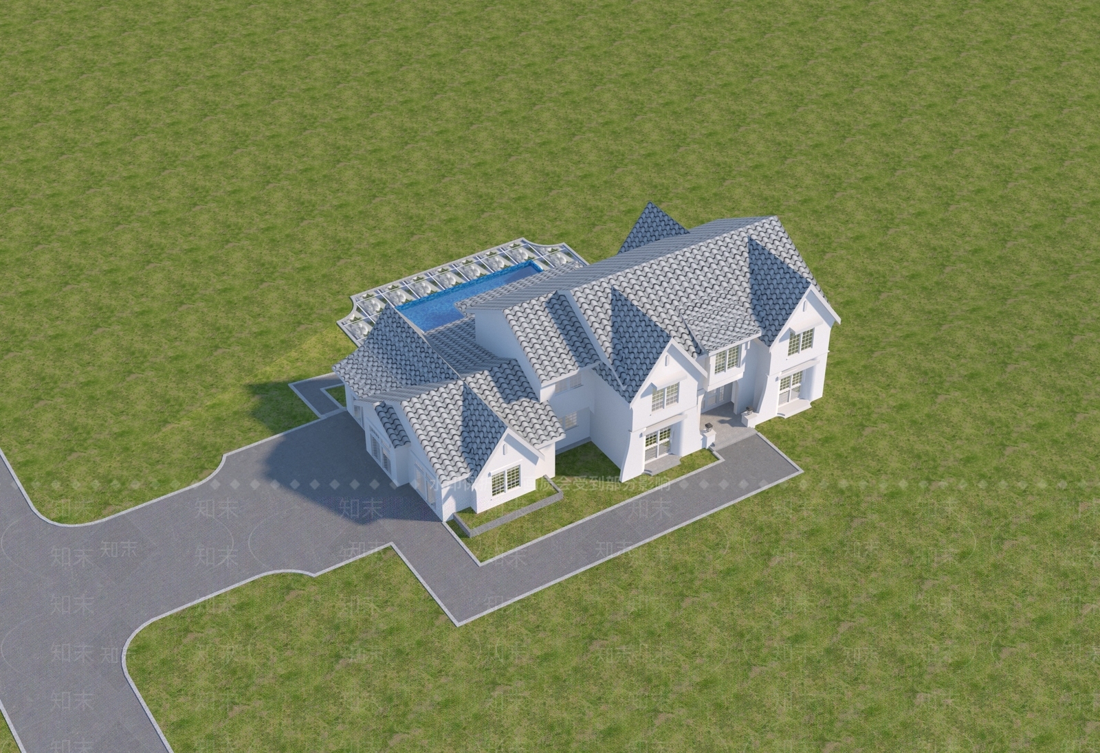 现代独栋别墅3D模型下载【ID:1197953371】