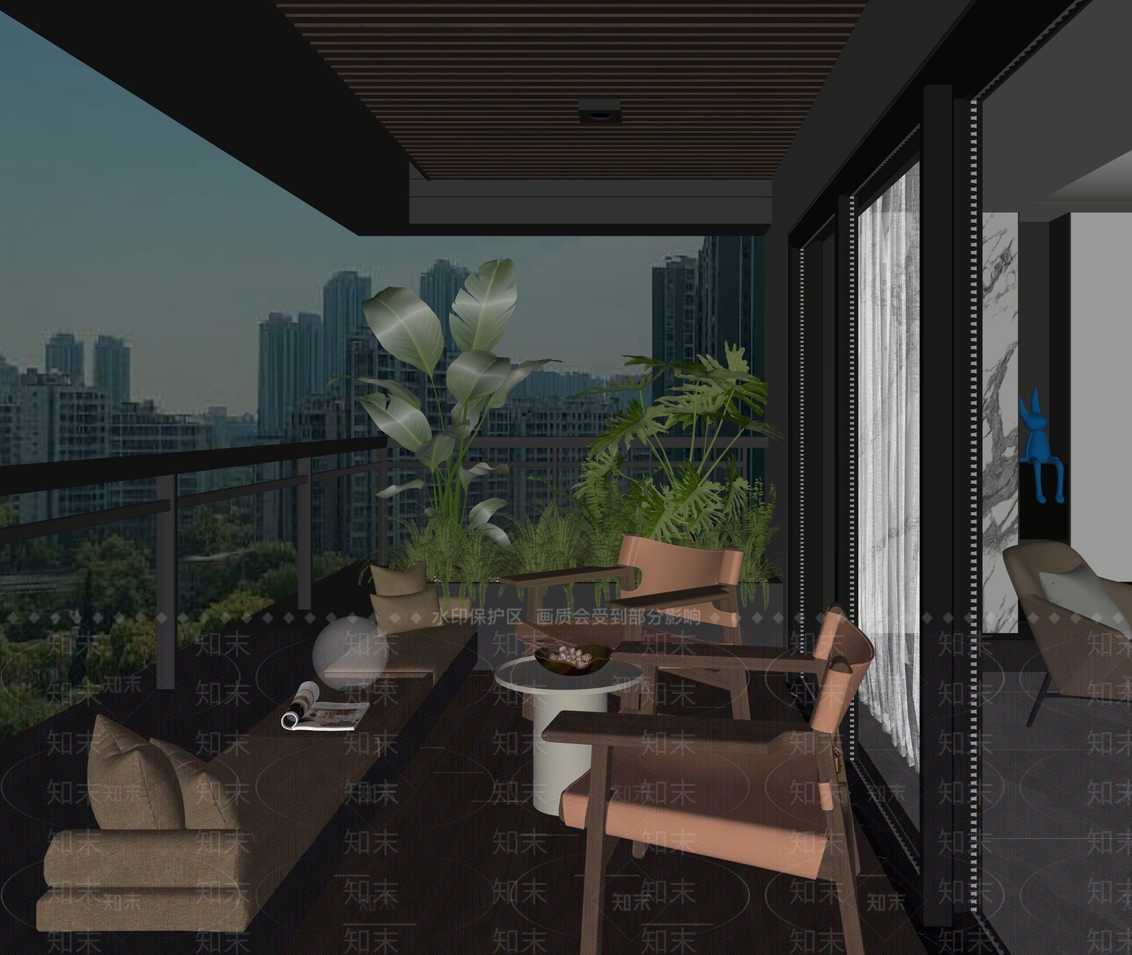 现代家居阳台SU模型下载【ID:1197953245】