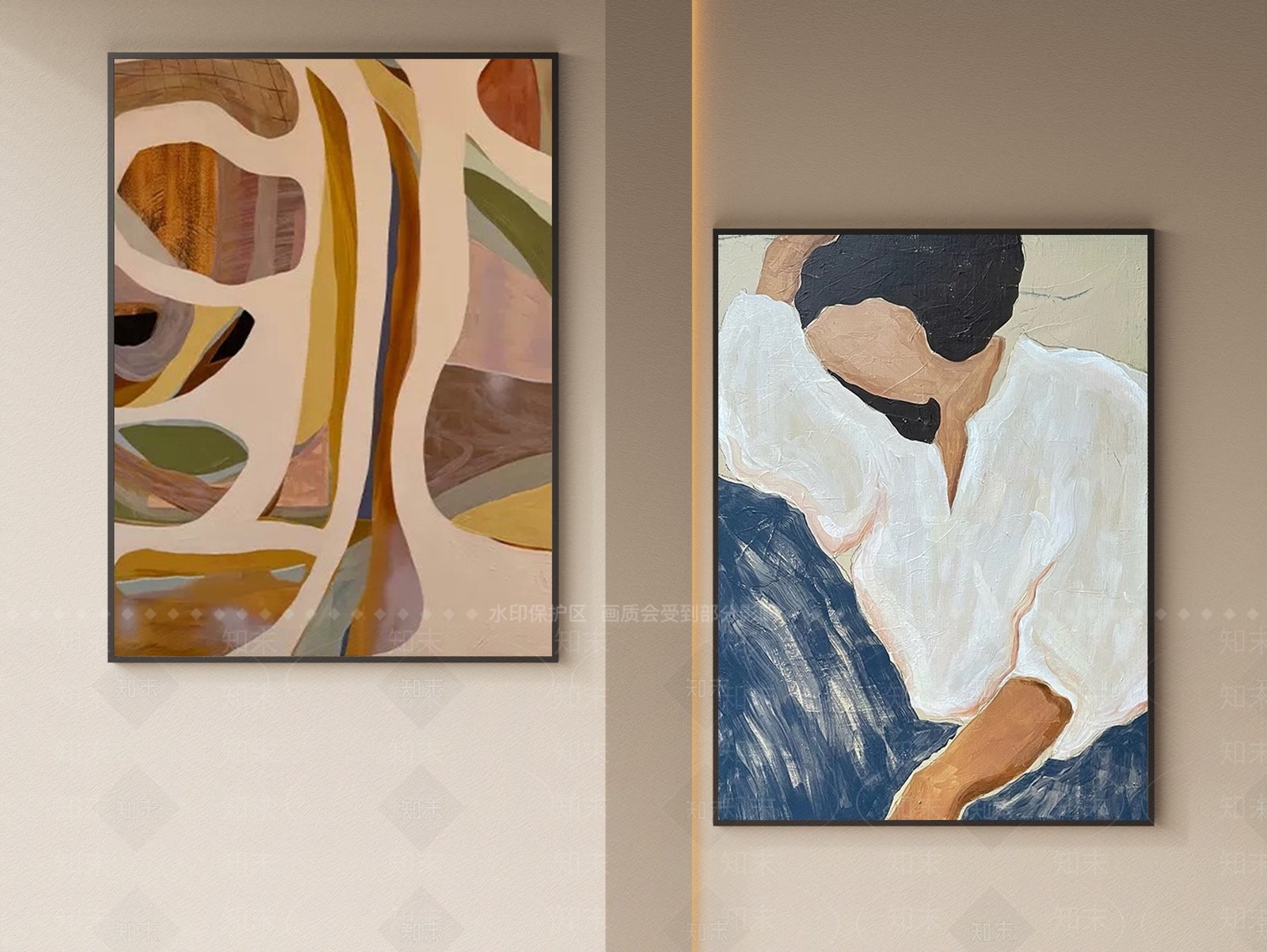 奶油北欧挂画3D模型下载【ID:1197953534】