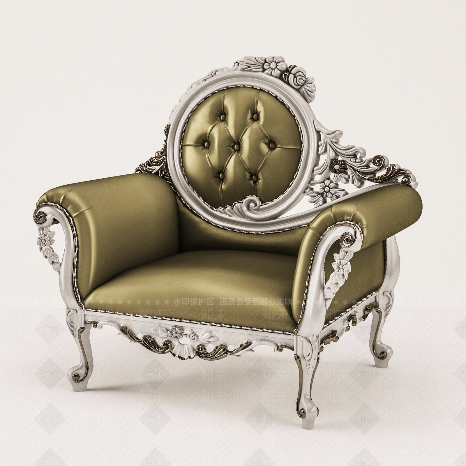 欧式北欧单人沙发3D模型下载【ID:1197954183】