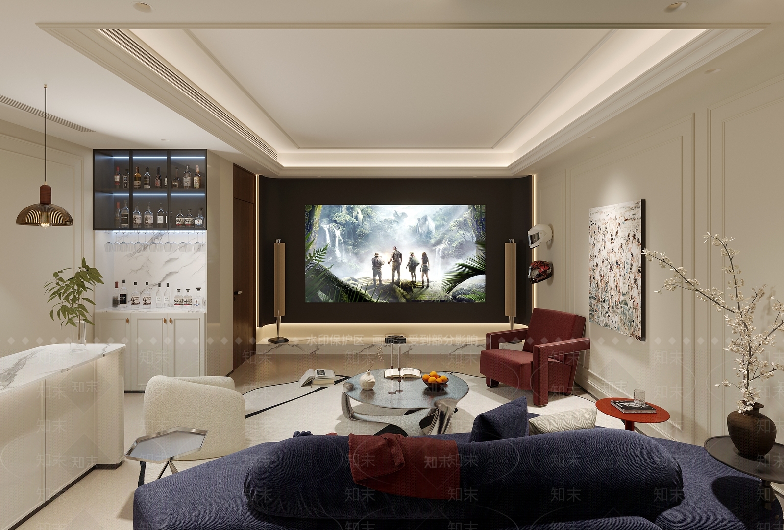 白色大理石吧台酒店大堂3D模型下载【ID:1227404488】
