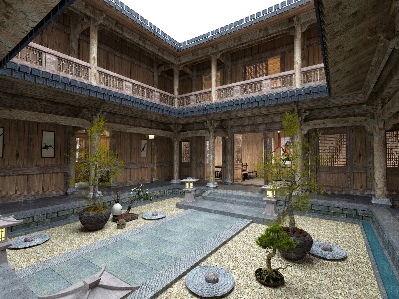 中式中古古建3D模型下载【ID:1197957854】