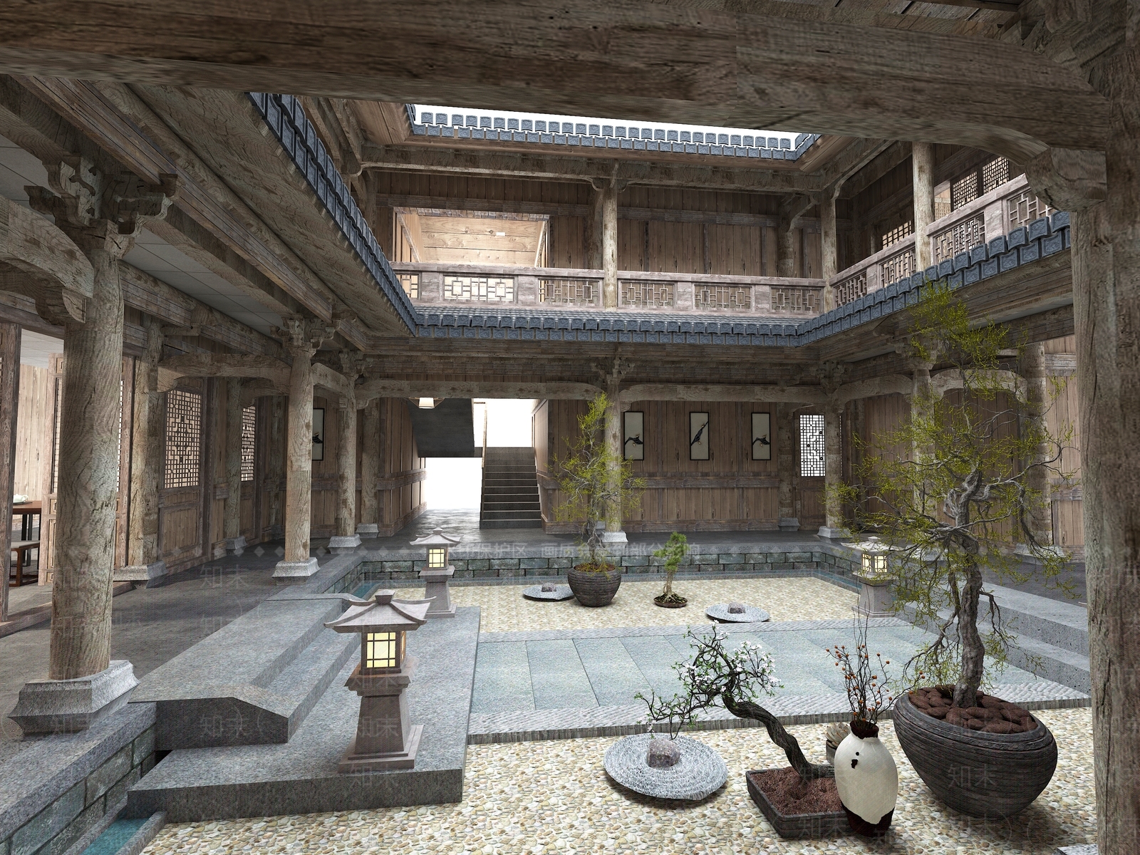 中式中古古建3D模型下载【ID:1197957854】