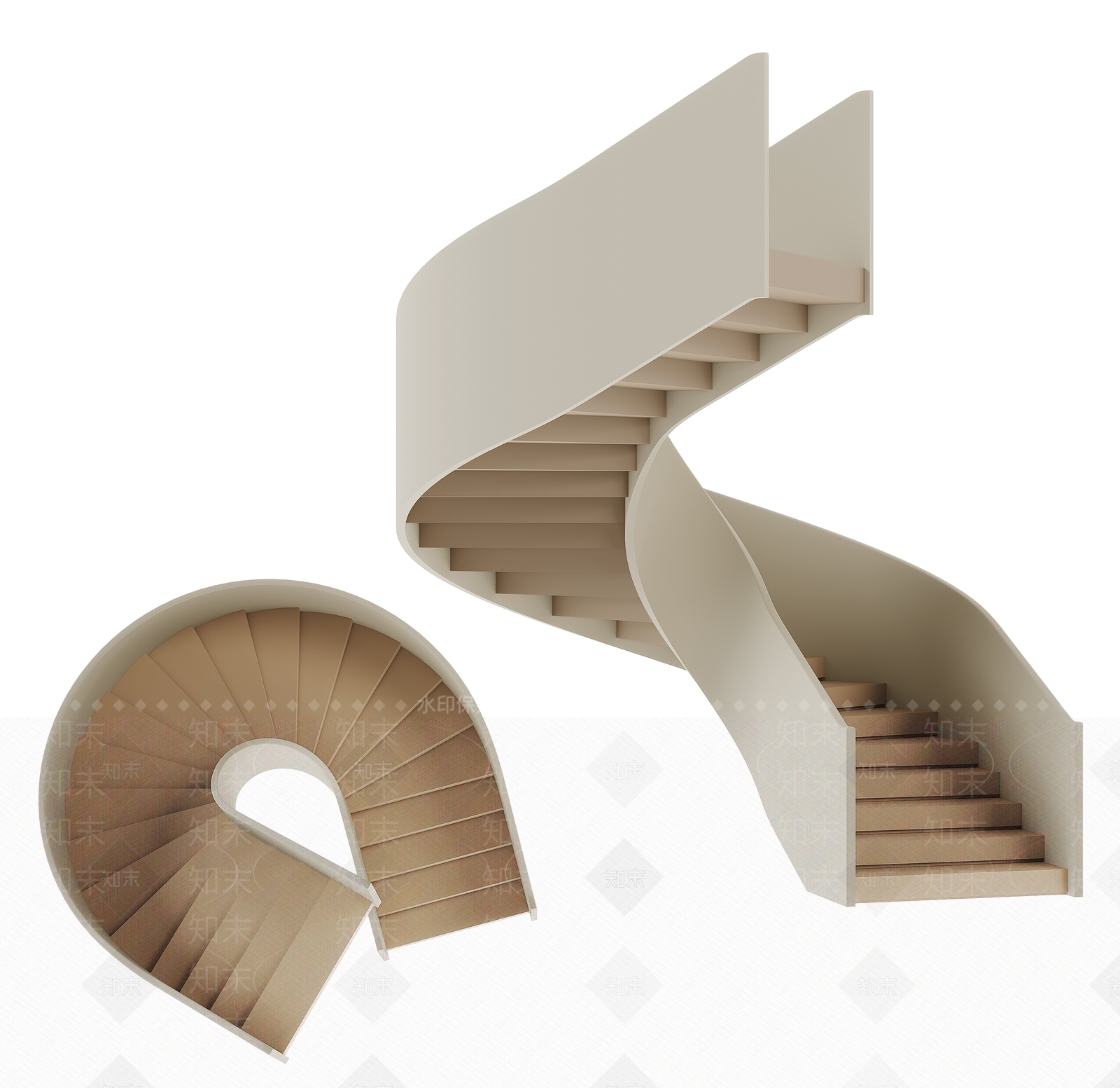 现代旋转楼梯3D模型下载【ID:1197956531】