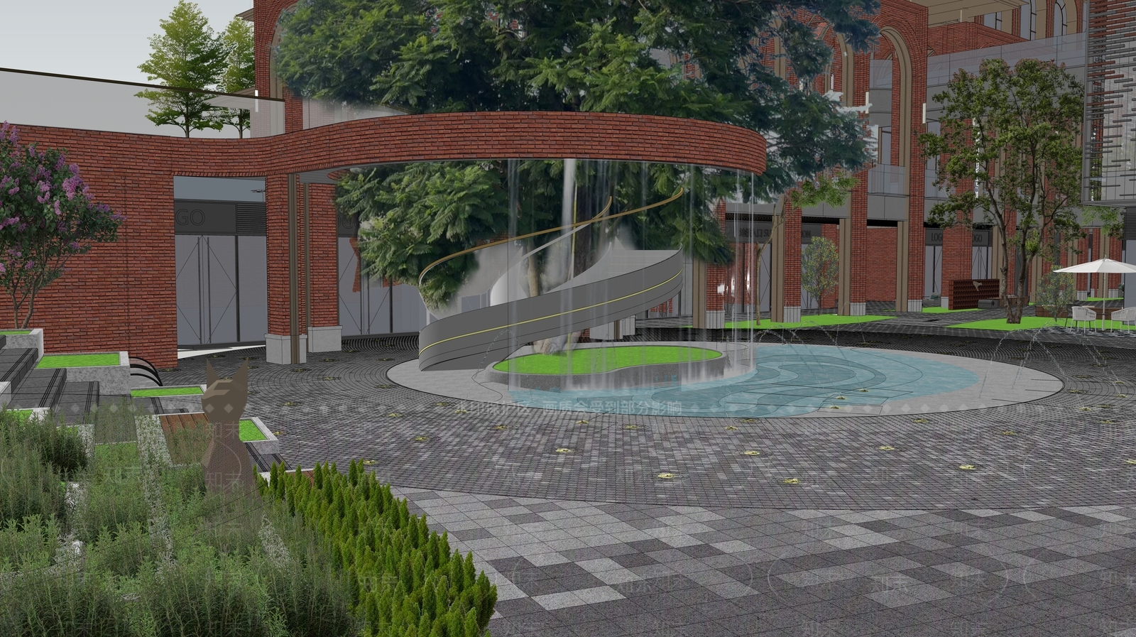 现代小区景观SU模型下载【ID:1197965174】