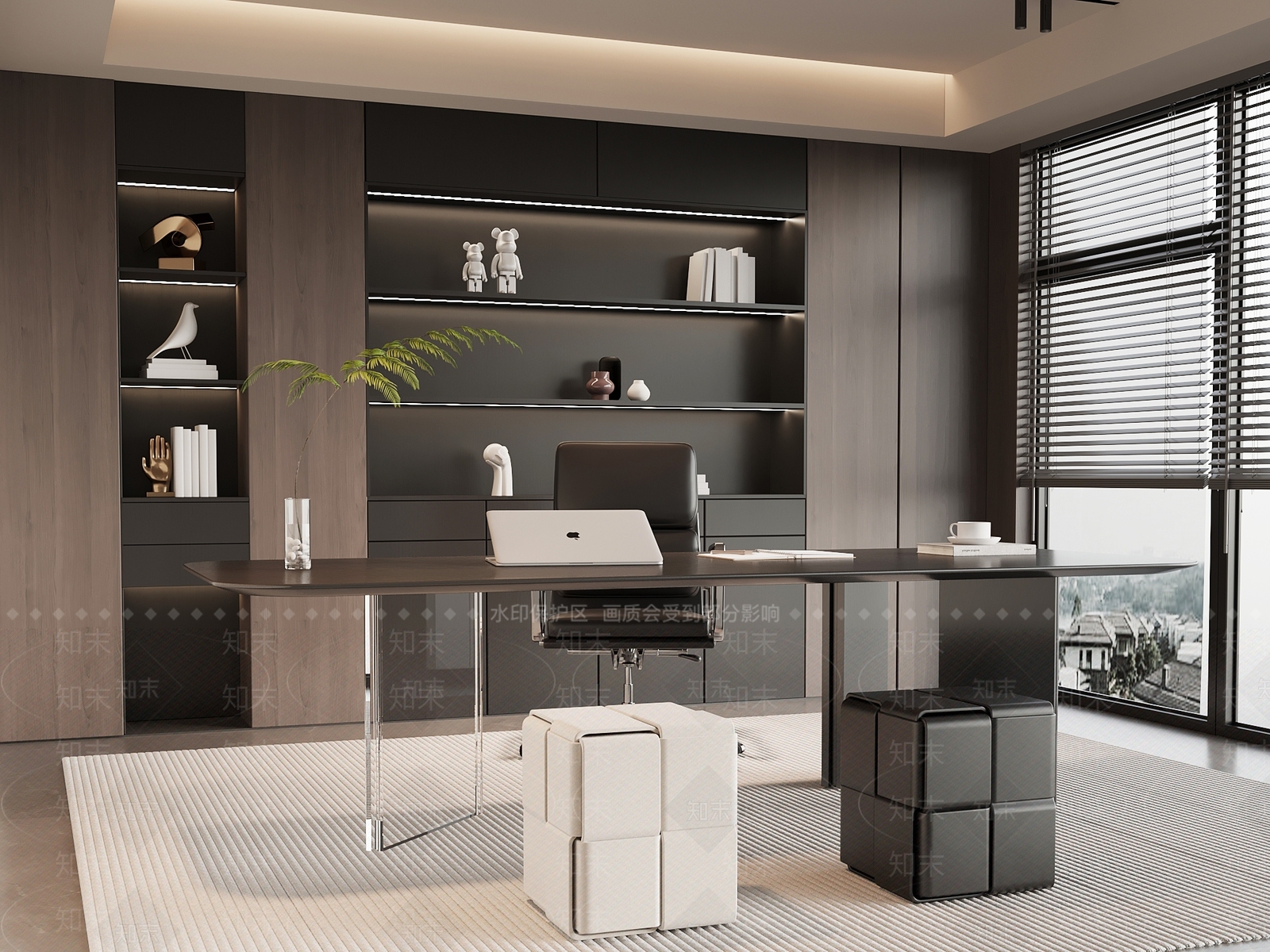 现代意式书房3D模型下载【ID:1197960196】