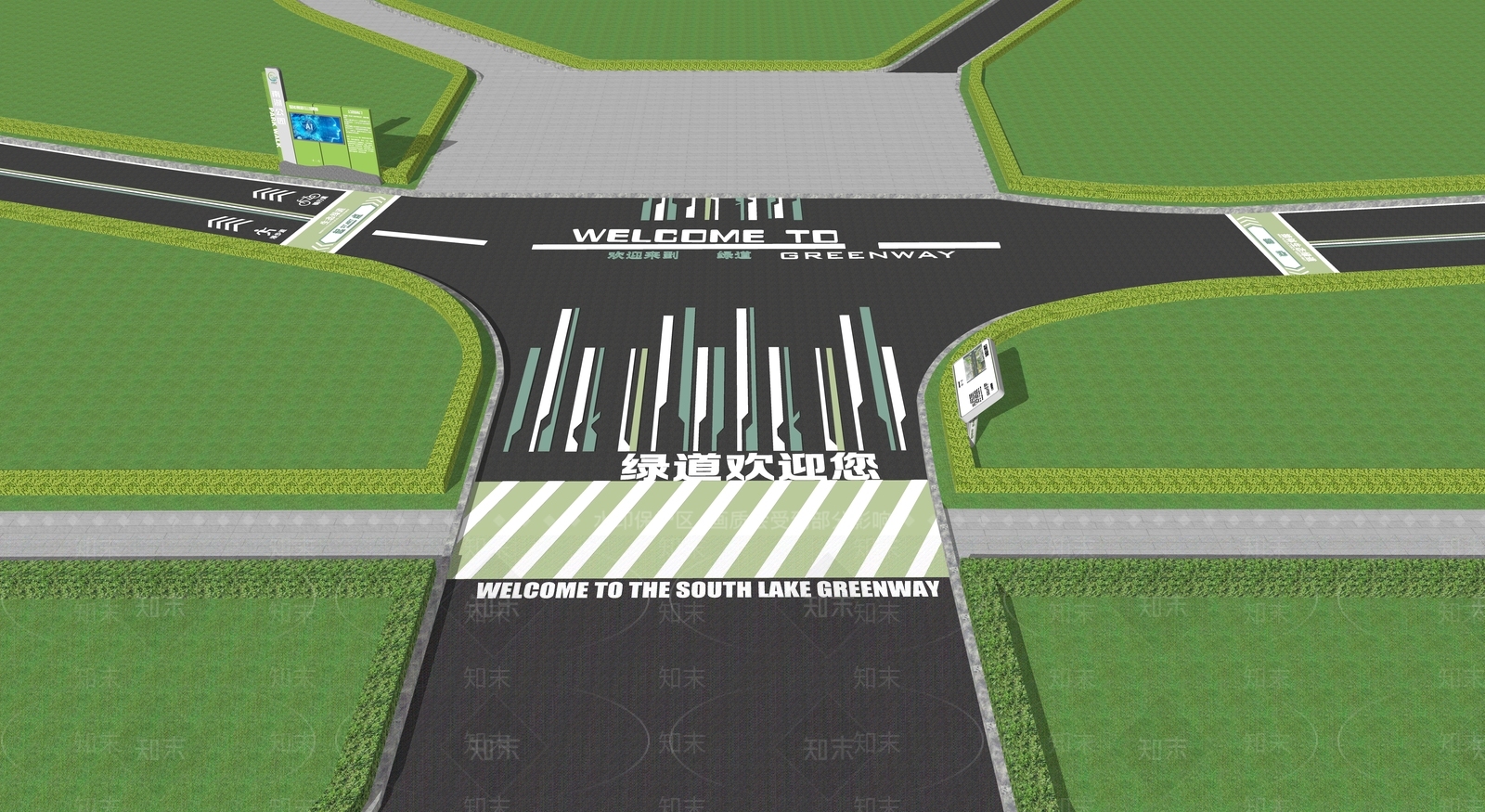 现代极简人行道路SU模型下载【ID:1197962619】
