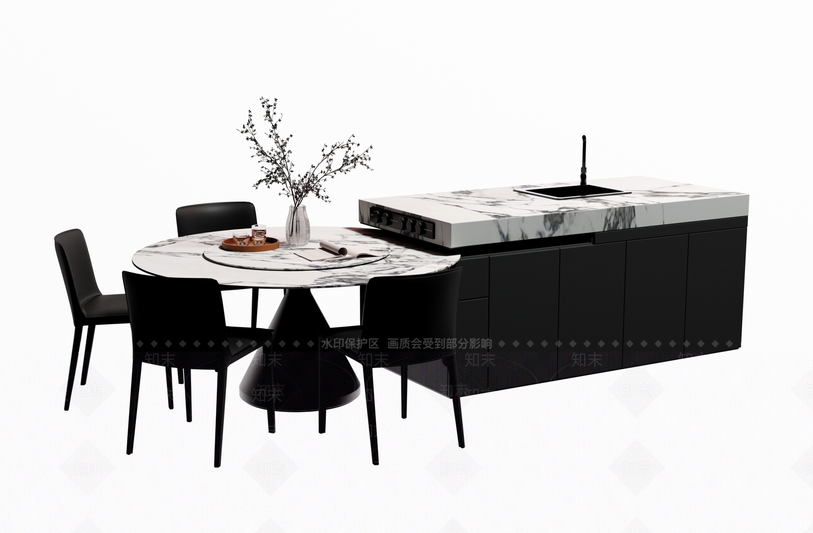 现代餐桌椅3D模型下载【ID:1197965975】