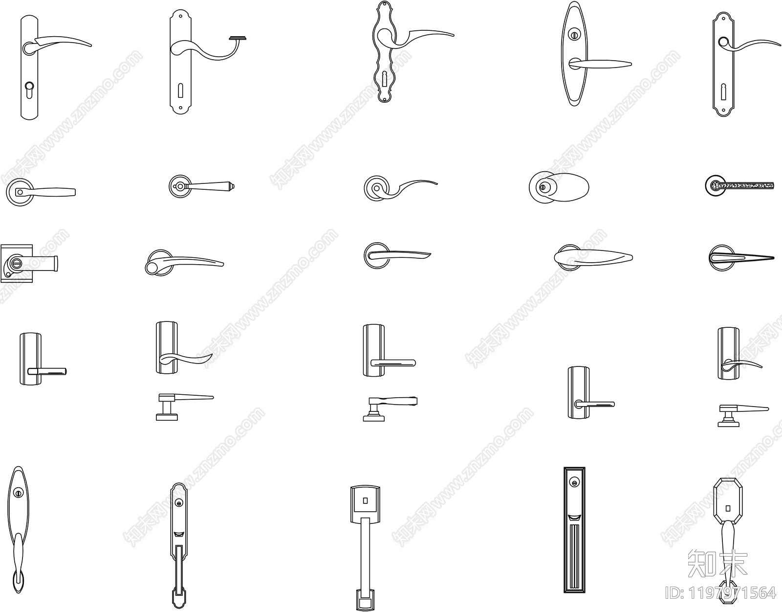 新中式中式五金管件施工图下载【ID:1197971564】