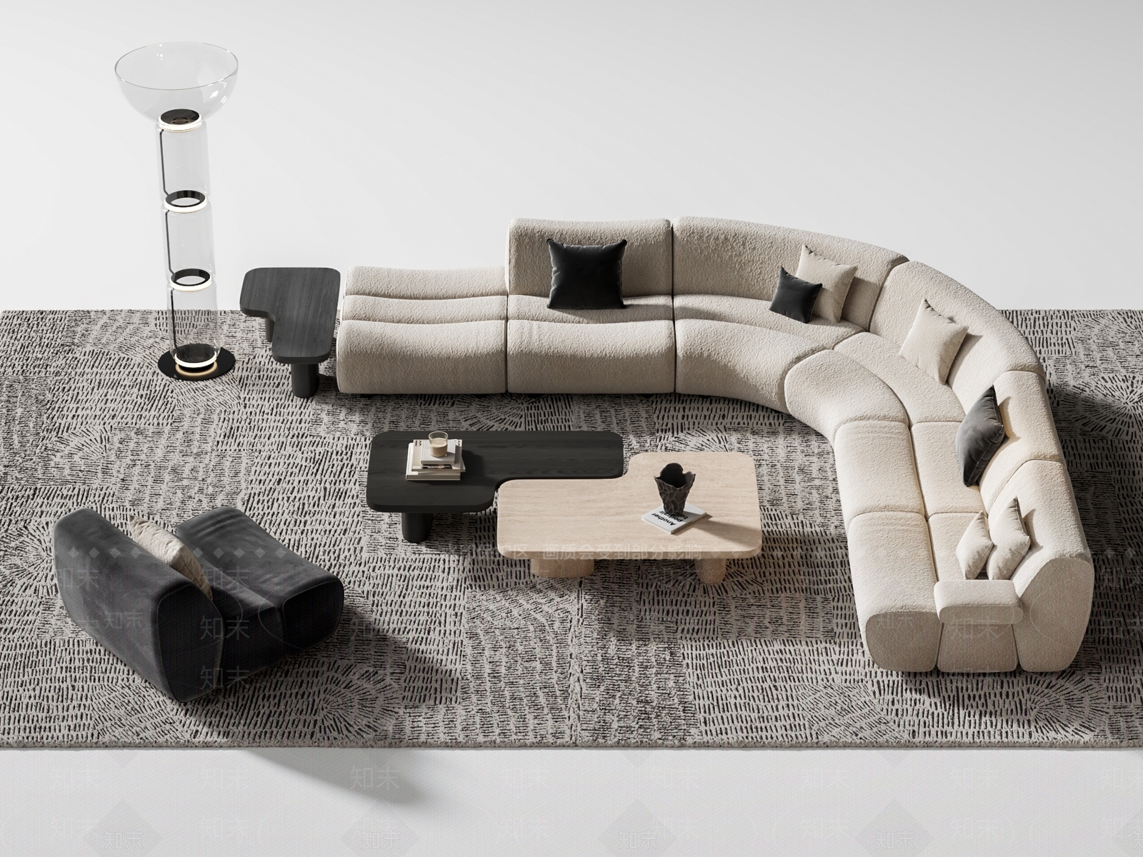 现代沙发组合SU模型下载【ID:1197970324】