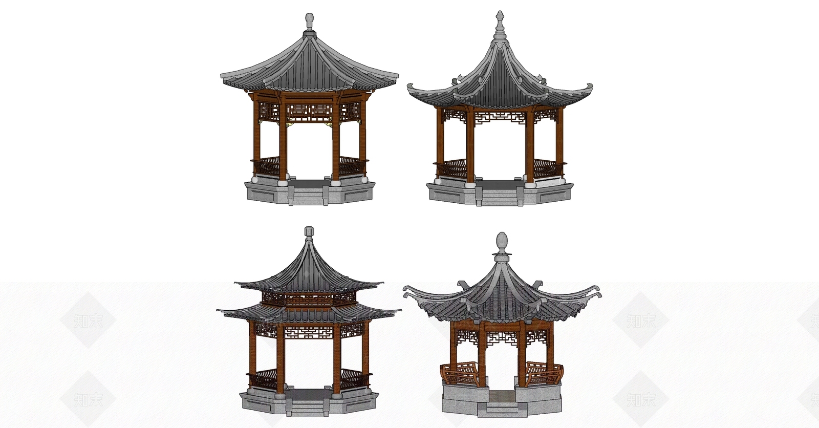 新中式中式古建筑SU模型下载【ID:1197972542】
