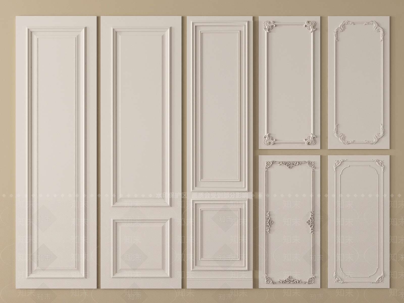 法式护墙板SU模型下载【ID:1197975683】